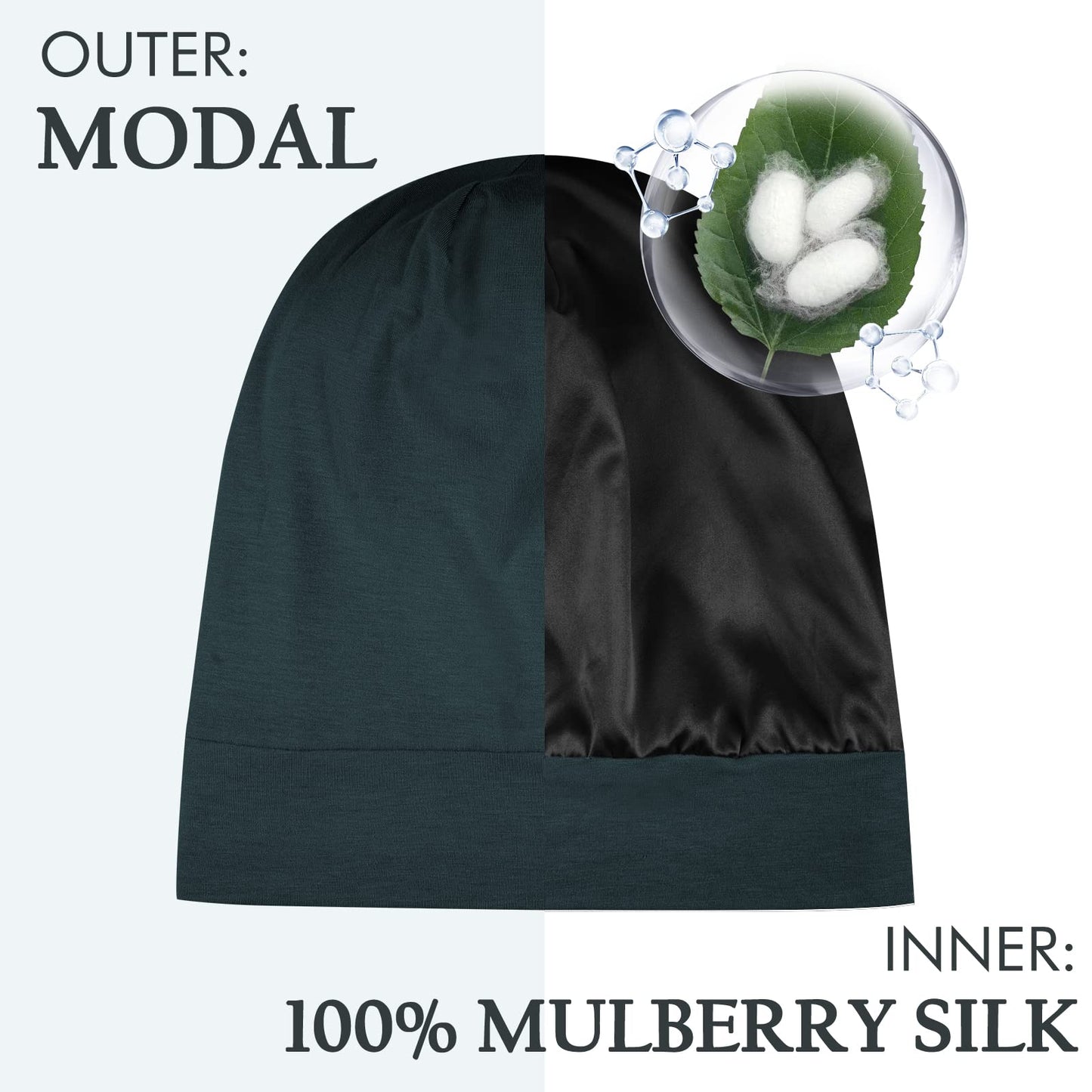 OLESILK 100% Mulberry Silk Bonnet for Sleeping Women, Silk Hair Wrap for Sleeping, Silk Sleep Bonnet for Women&Men, Real Silk, Not Satin, Reddish Brown