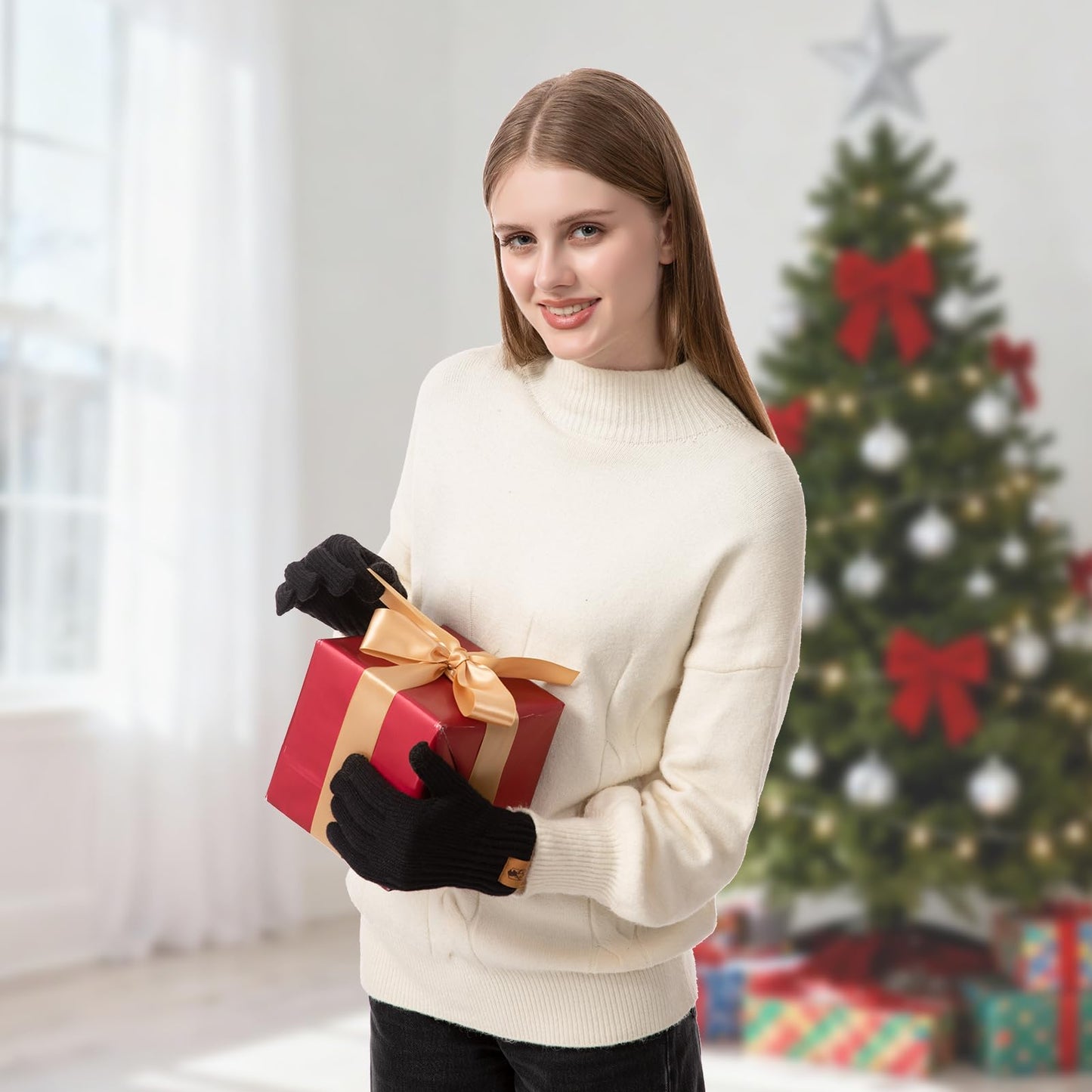 Winter Gloves for Women Upgraded Touch Screen Warm Knit Gloves for Working Driving Running