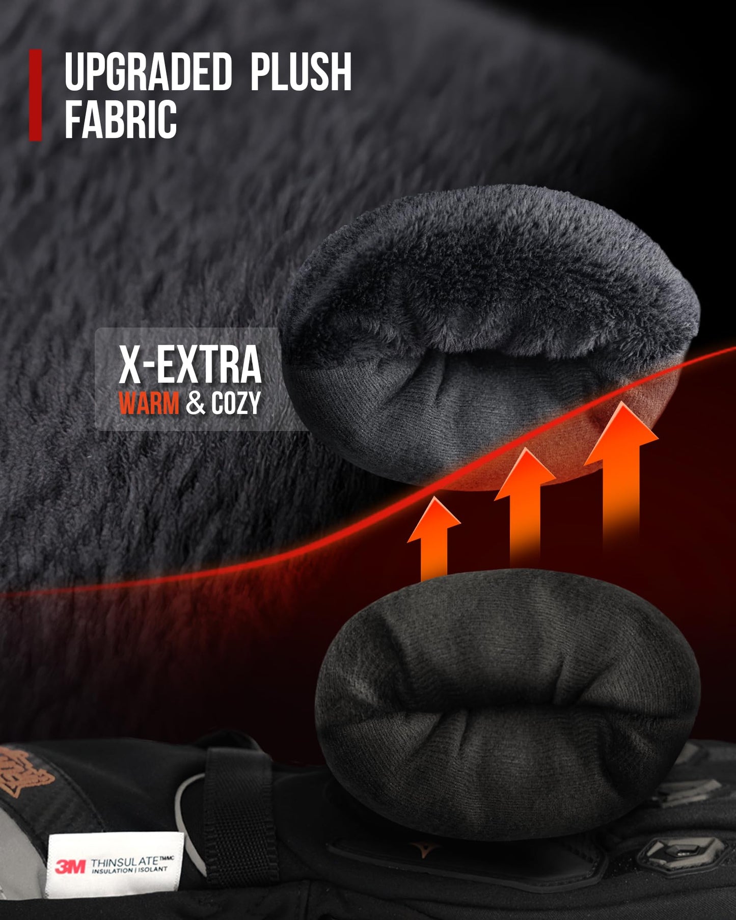 IRON JIA'S Motorcycle Gloves Winter Cold Weather Warm Touchscreen Waterproof Windproof Protective Gear (Black, L)