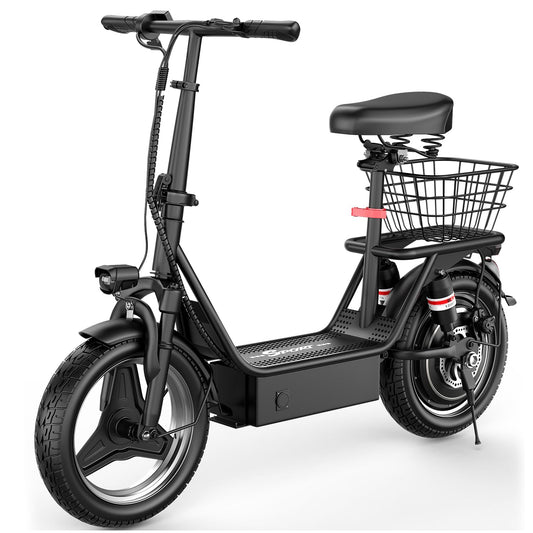 Electric Scooter for Adults, 1000W Peak Motor, Up to 25 MPH 30 Miles, Electric Scooter with Seat, Multiple Suspension, Bright Lights, Provides Comfortable and Safe Ride, 14" E Scooter for Commuting