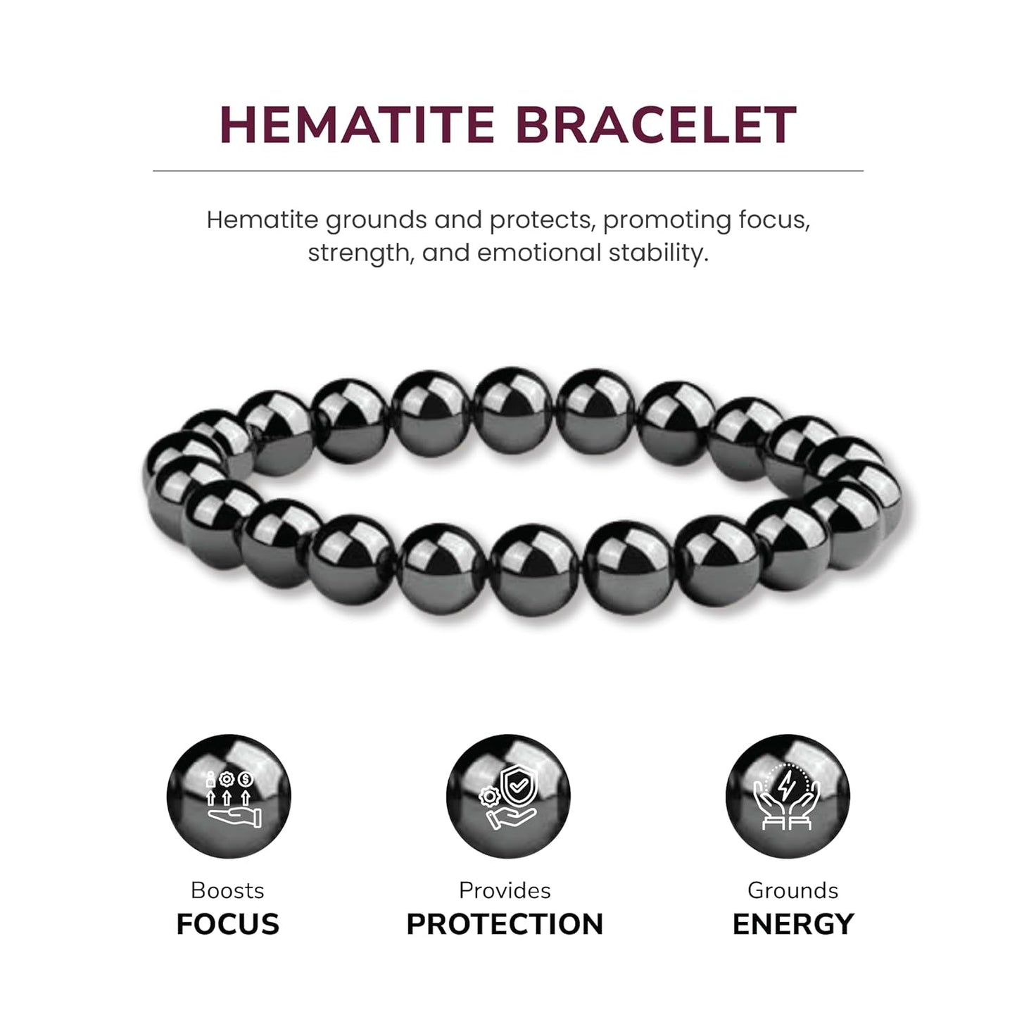 Crystal Vibe Handmade Natural Amethyst Bracelet for Women - Stretchable 8mm Bead Bracelet - Adjustable size Crystal Bracelet for Women