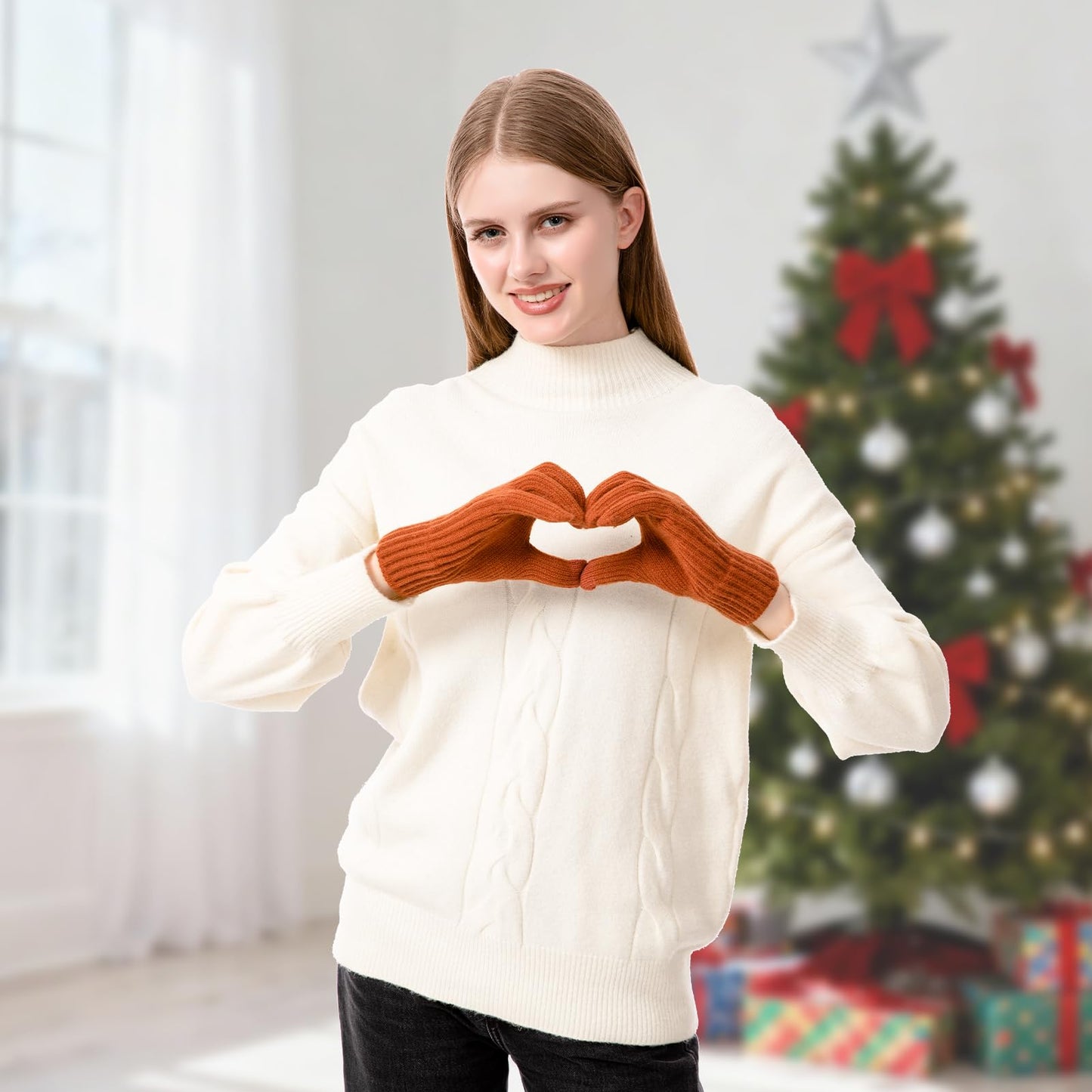 Winter Gloves for Women Upgraded Touch Screen Warm Knit Gloves for Working Driving Running
