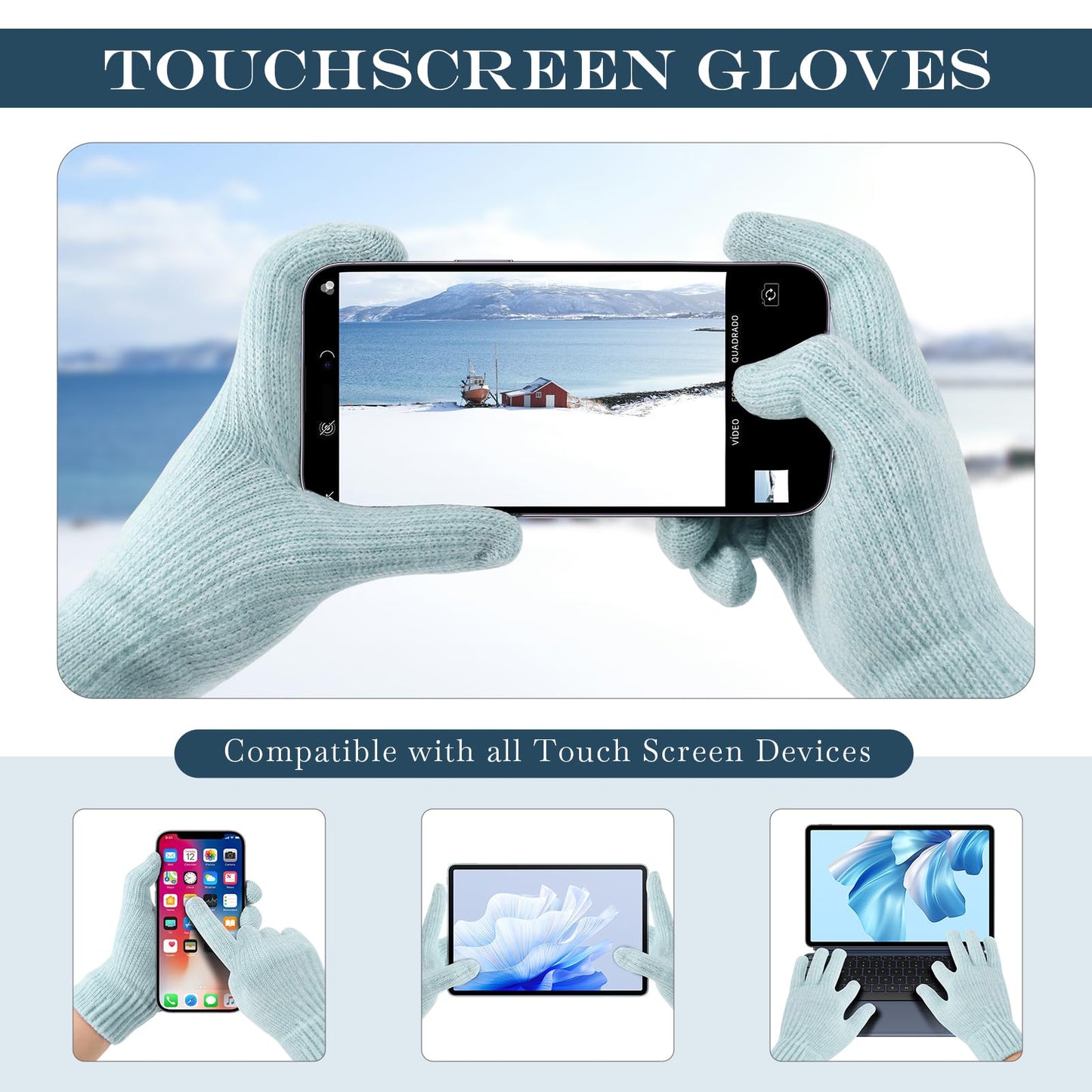 Winter Gloves for Women Upgraded Touch Screen Warm Knit Gloves for Working Driving Running