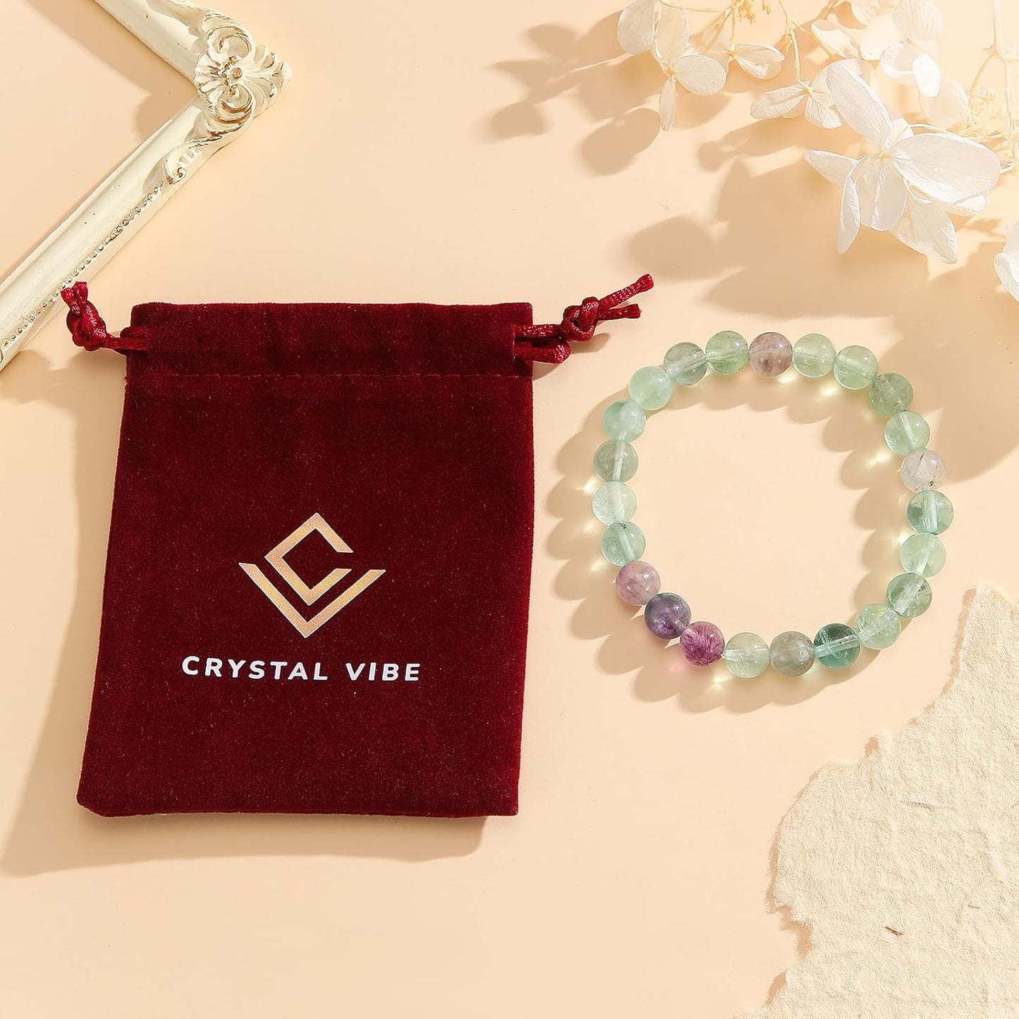 Crystal Vibe Handmade Natural Amethyst Bracelet for Women - Stretchable 8mm Bead Bracelet - Adjustable size Crystal Bracelet for Women