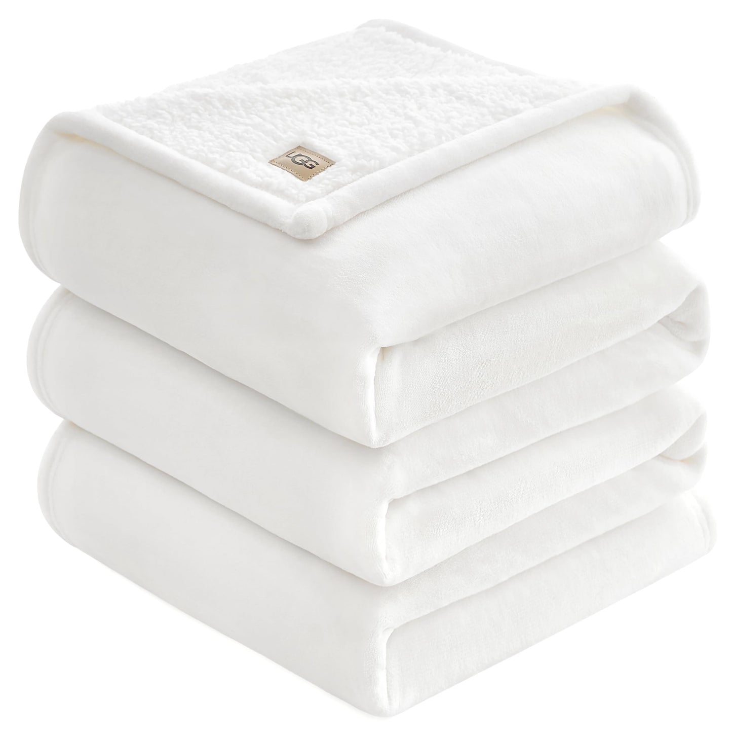 UGG Nita King/California King Blanket Fleece Fluffy Reversible Soft Fuzzy Bedding Cozy Plush Warm Oversized Blanket Machine Washable Bedroom Decor for Big Couch Bed, 110-inch x 90-inch, White Snow