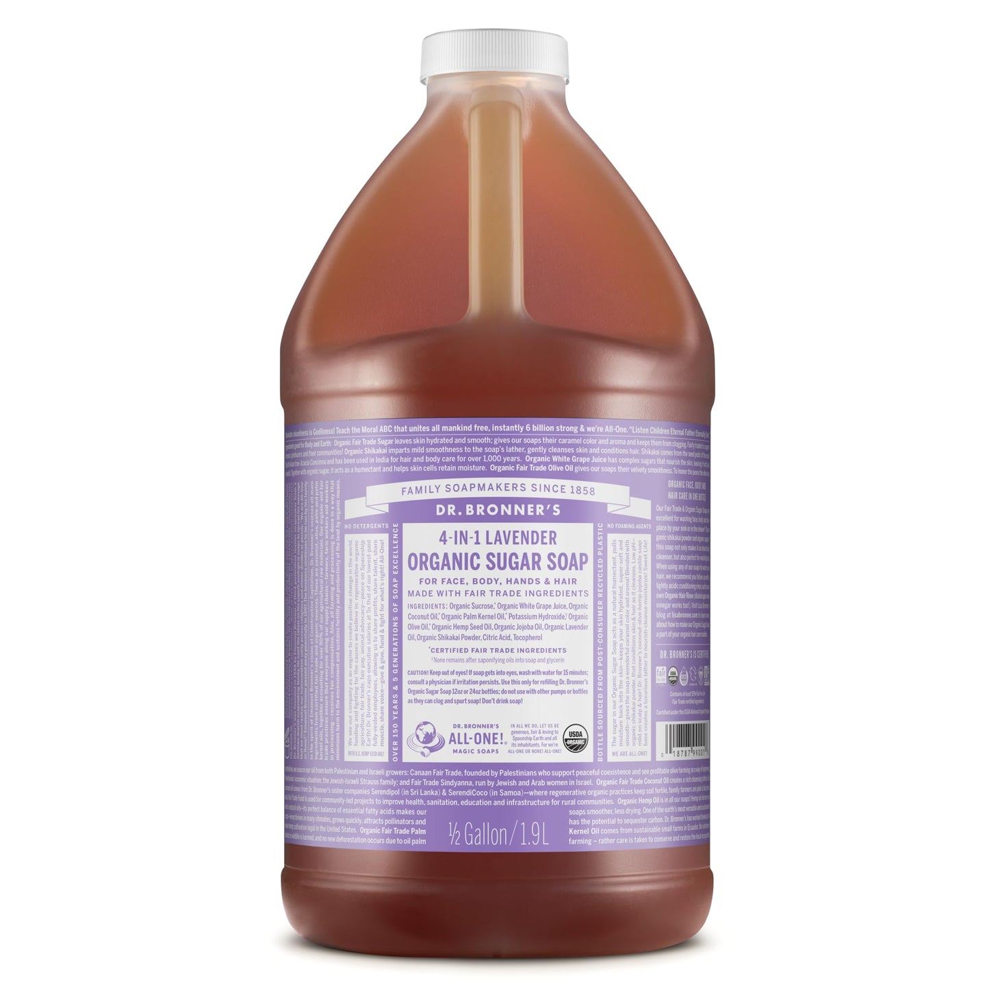 Dr. Bronner's - Organic Sugar Soap (Lemongrass, 24 Ounce) - Made with Organic Oils, Sugar and Shikakai Powder, 4-in-1 Uses: Hands, Body, Face and Hair, Cleanses, Moisturizes and Nourishes, Vegan