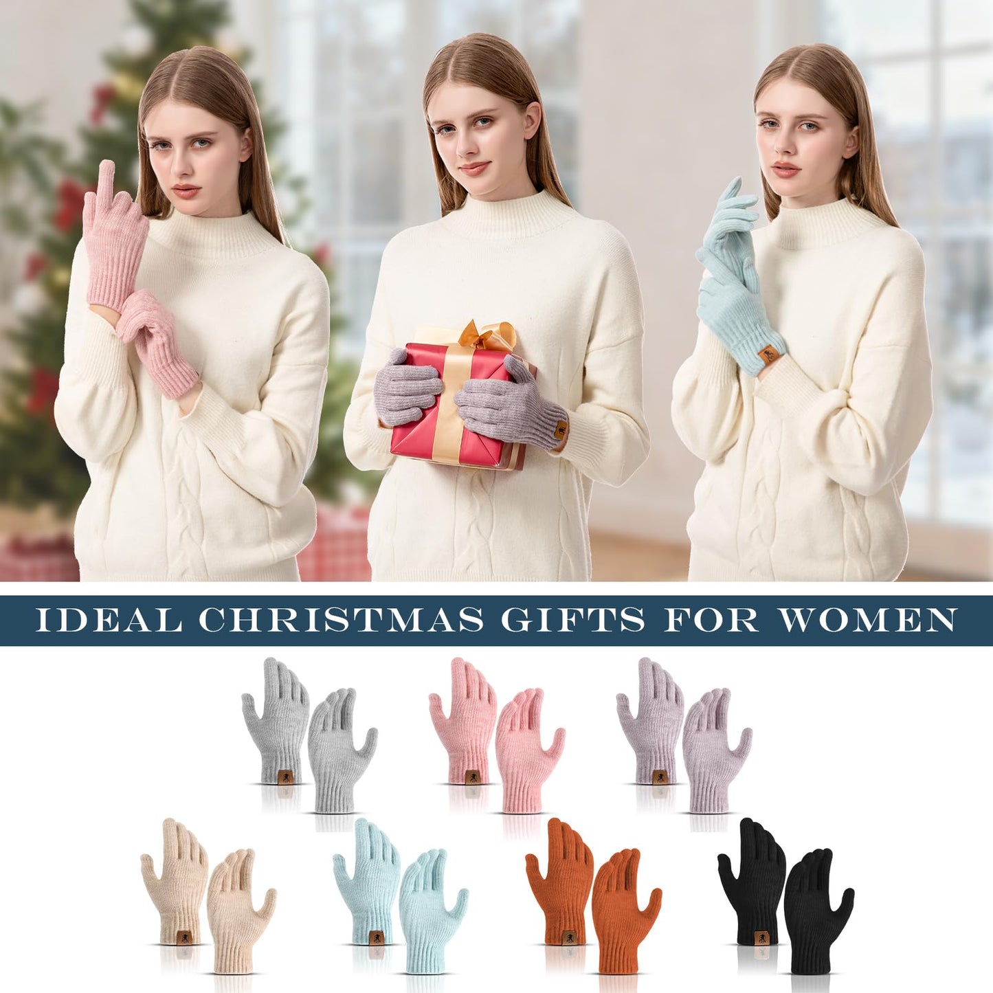 Winter Gloves for Women Upgraded Touch Screen Warm Knit Gloves for Working Driving Running