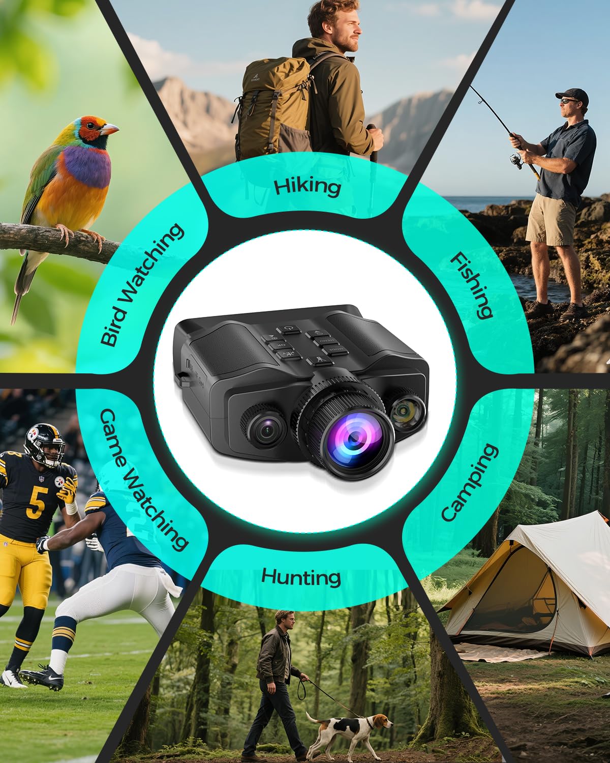Night Vision Goggles for Adults, 3" HD Screen, 5000mAh Rechargeable Night Vision Binoculars with 32GB Card & 4K Video Recording for Wildlife, Hunting, Security