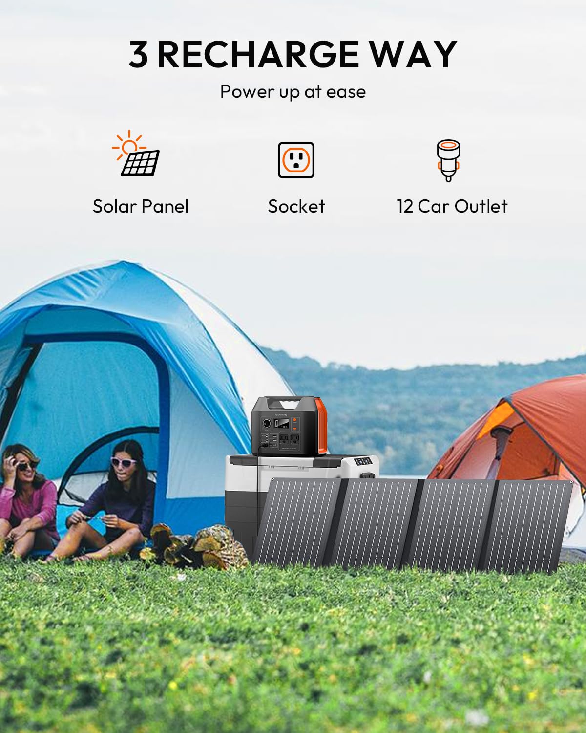 Solar Powered Generator 300W Rated, Portable Solar Generator Power Station with Solar Panels 40W Included, 220Wh Sola Power Bank with AC Outlet 110V Pure Sine Wave for Home Use Camping Outdoor