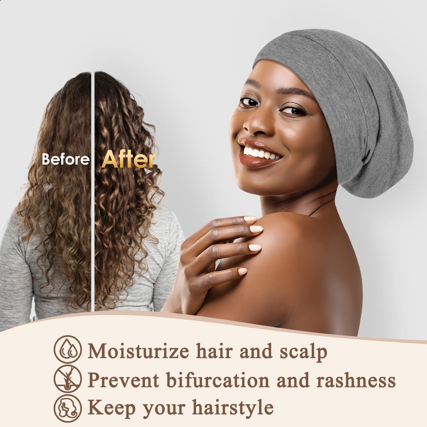 OLESILK 100% Mulberry Silk Bonnet for Sleeping Women, Silk Hair Wrap for Sleeping, Silk Sleep Bonnet for Women&Men, Real Silk, Not Satin, Reddish Brown