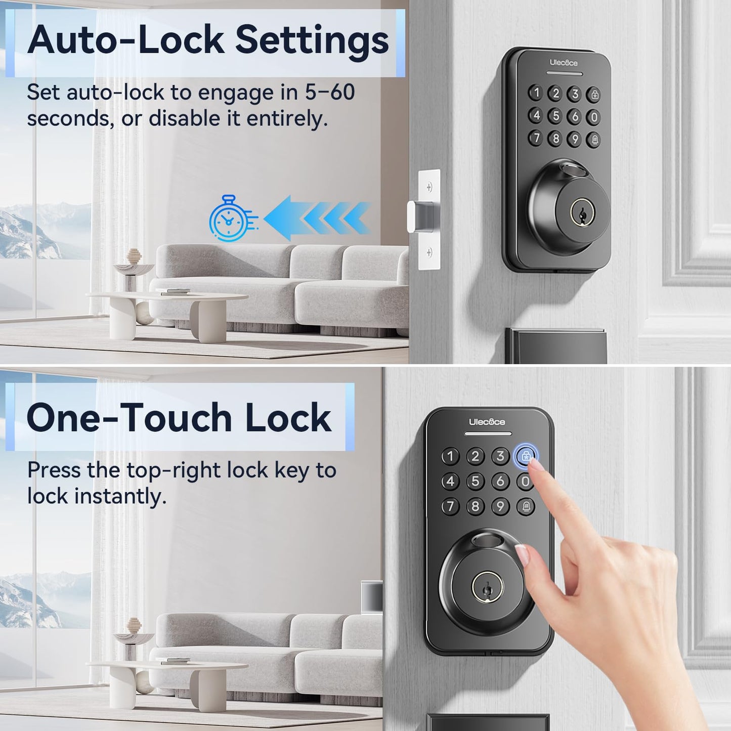 Fingerprint Keypad Deadbolt with Handle Set, Keyless Entry Door Lock, Door Locks for Front Door Lock Set, App Control, Auto Locking, Easy to Install, Matte Black