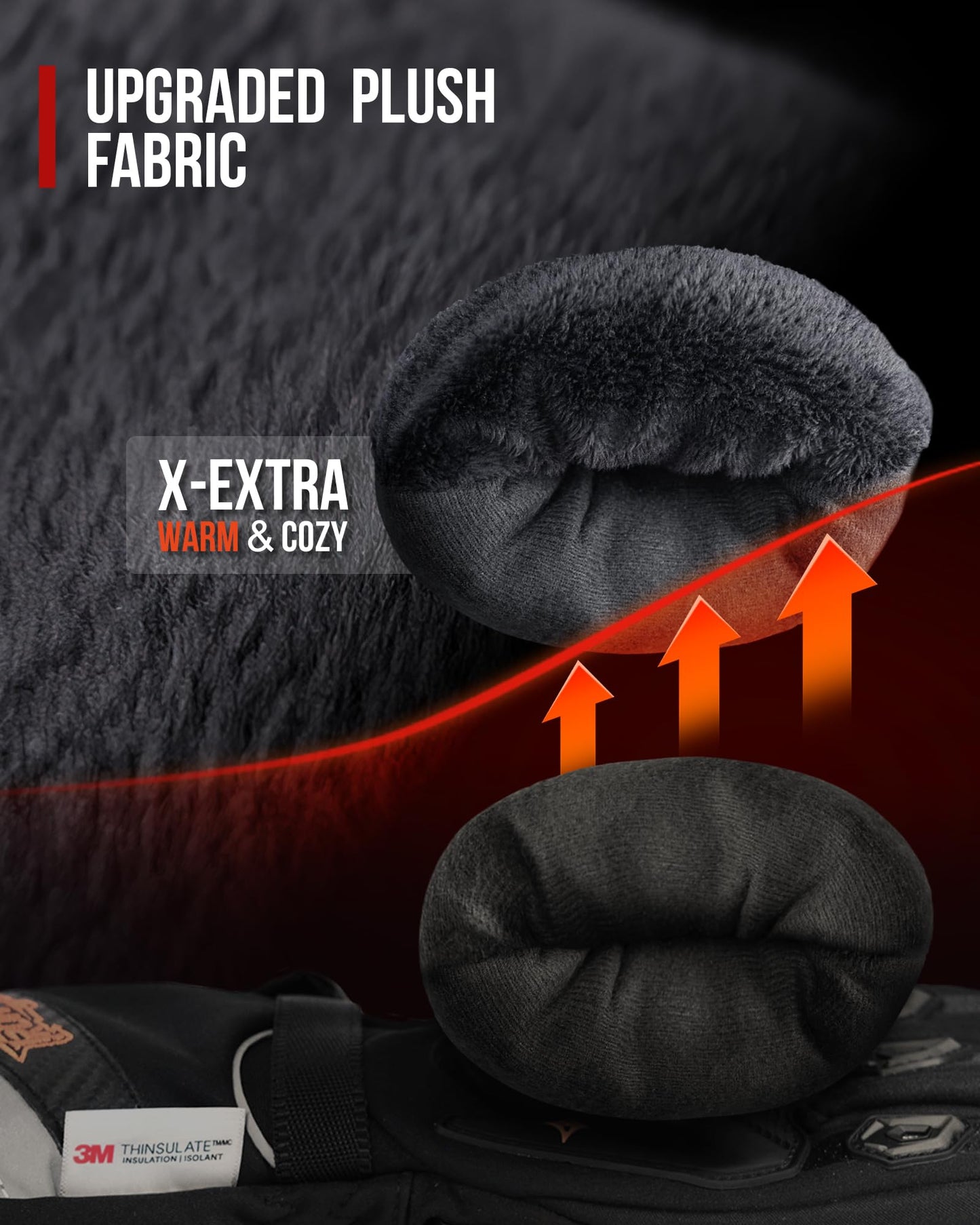 IRON JIA'S Motorcycle Gloves Winter Cold Weather Warm Touchscreen Waterproof Windproof Protective Gear (Black, L)
