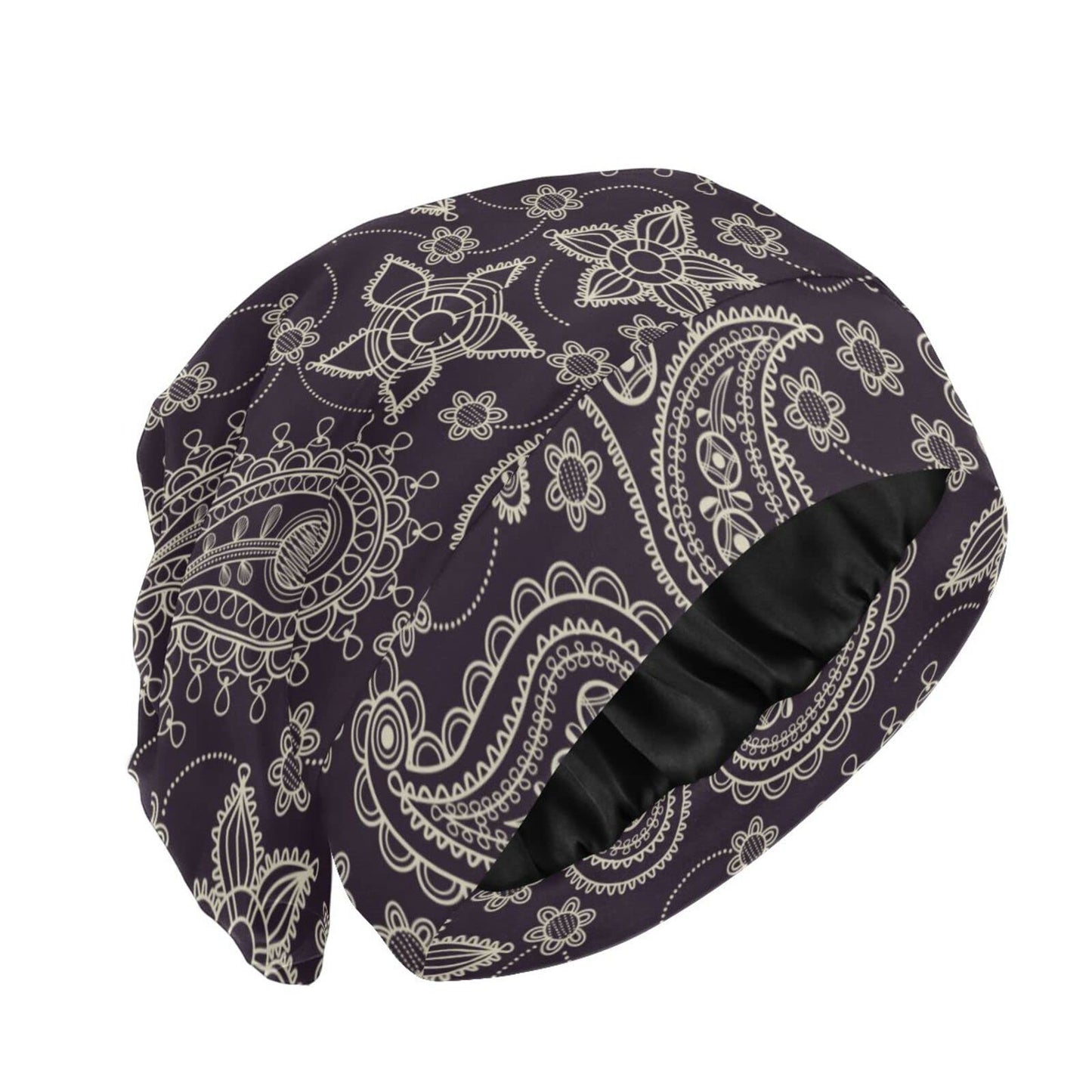 Satin Bonnet Lined Sleep Cap Hair Wrap Cover Slouchy Beanie for Curly Hair Protection for Gifts for Men Women Dark Blue Stars
