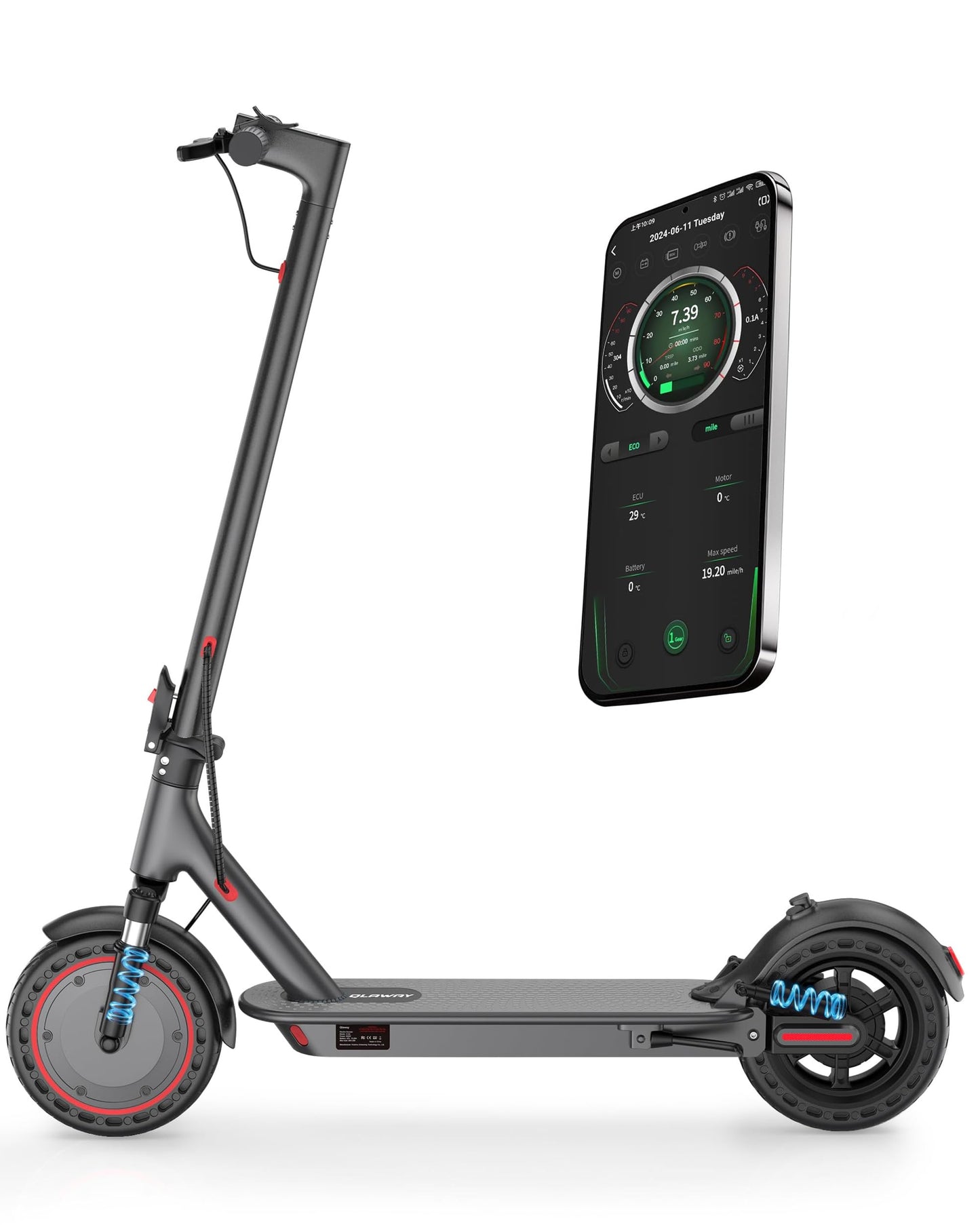 Electric Scooter for Adults, 350W/500W Motor, 16-22 Miles Range, 8.5"/10" Solid Tires, Dual Braking & Suspension, Folding Portable Commuting E-Scooter with App