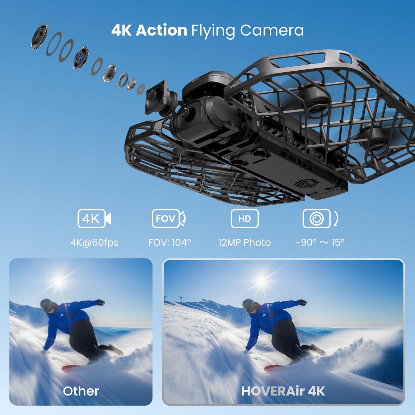 HOVERAir X1 PROMAX 8K Drone with Camera, Foldable Action Flying Camera with 42 KM/H Follow Speed, 15+ Fully Automatic Flight Modes, Fly Anywhere with OmniTerrain, SmoothCapture 2.0(Fly Joy Combo)