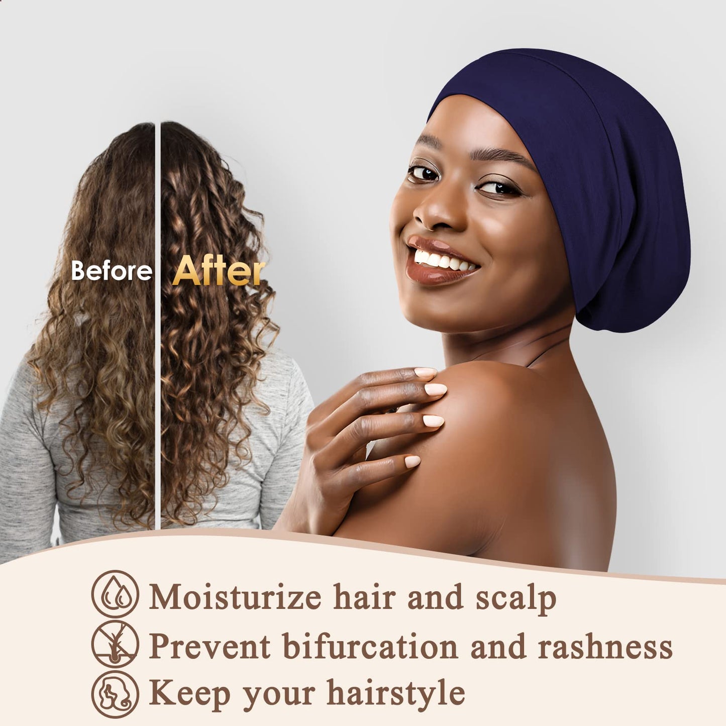 OLESILK 100% Mulberry Silk Bonnet for Sleeping Women, Silk Hair Wrap for Sleeping, Silk Sleep Bonnet for Women&Men, Real Silk, Not Satin, Reddish Brown