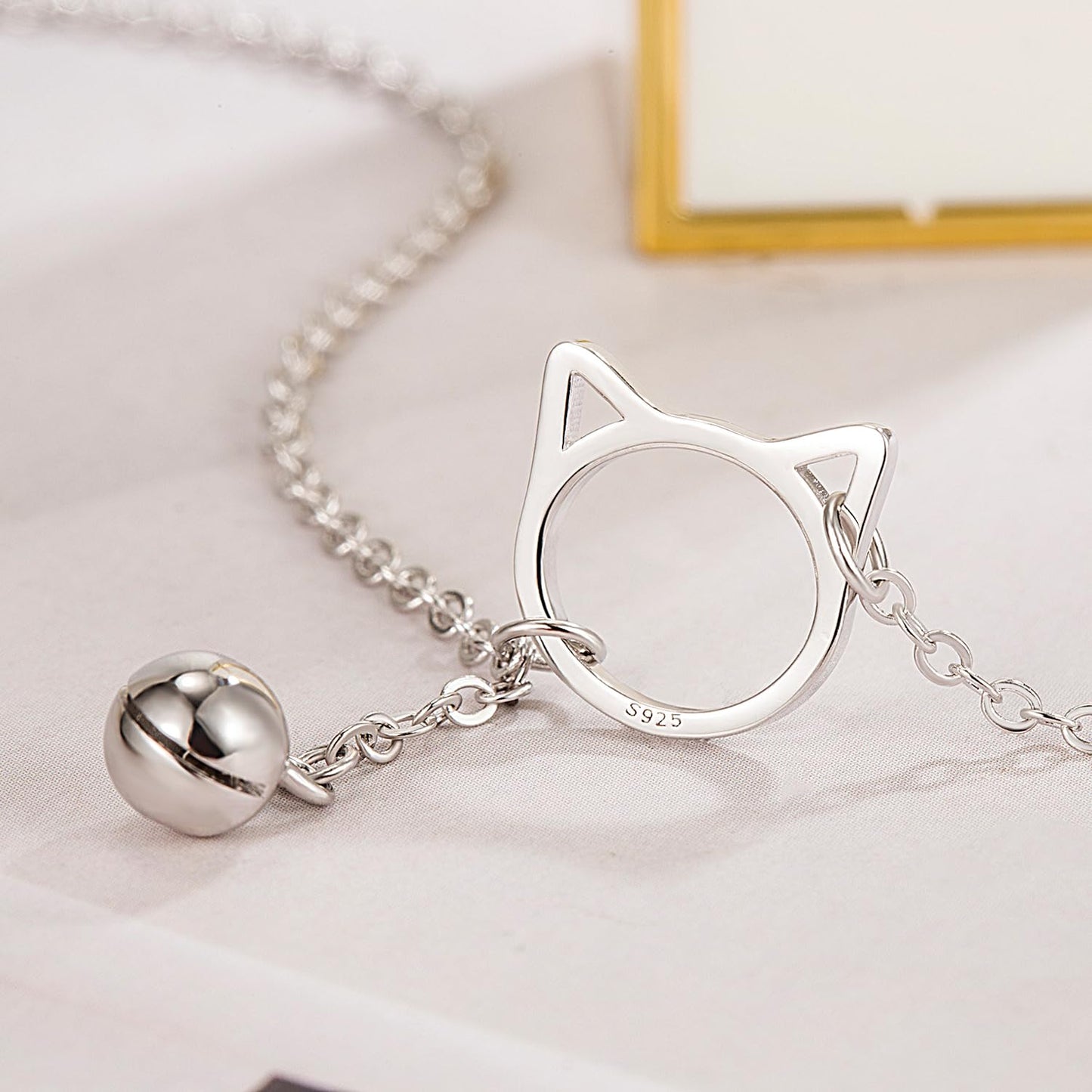 Dankadi Women 925 Sterling Silver Anklet Bracelets Cute Cat/Bell Pendant Chain Beach Anklet Bracelet Boho Adjustable Size Anklet Jewelry Gift for her