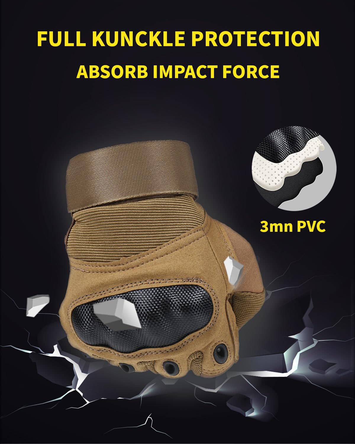 Tactical Gloves for Men, Shooting & Motorcycle Gloves with Hard Shell Knuckle Protection & Leather Palm for Airsoft Motorcycle Cycling Paintball Sports Climbing Training Hunting