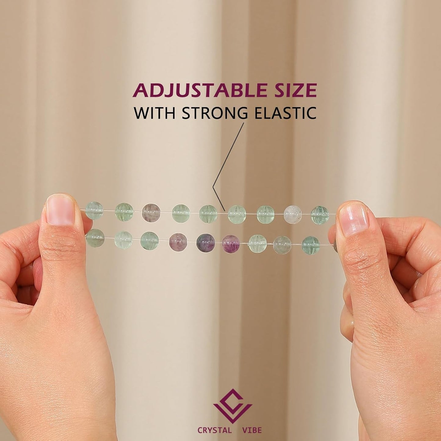 Crystal Vibe Handmade Natural Amethyst Bracelet for Women - Stretchable 8mm Bead Bracelet - Adjustable size Crystal Bracelet for Women