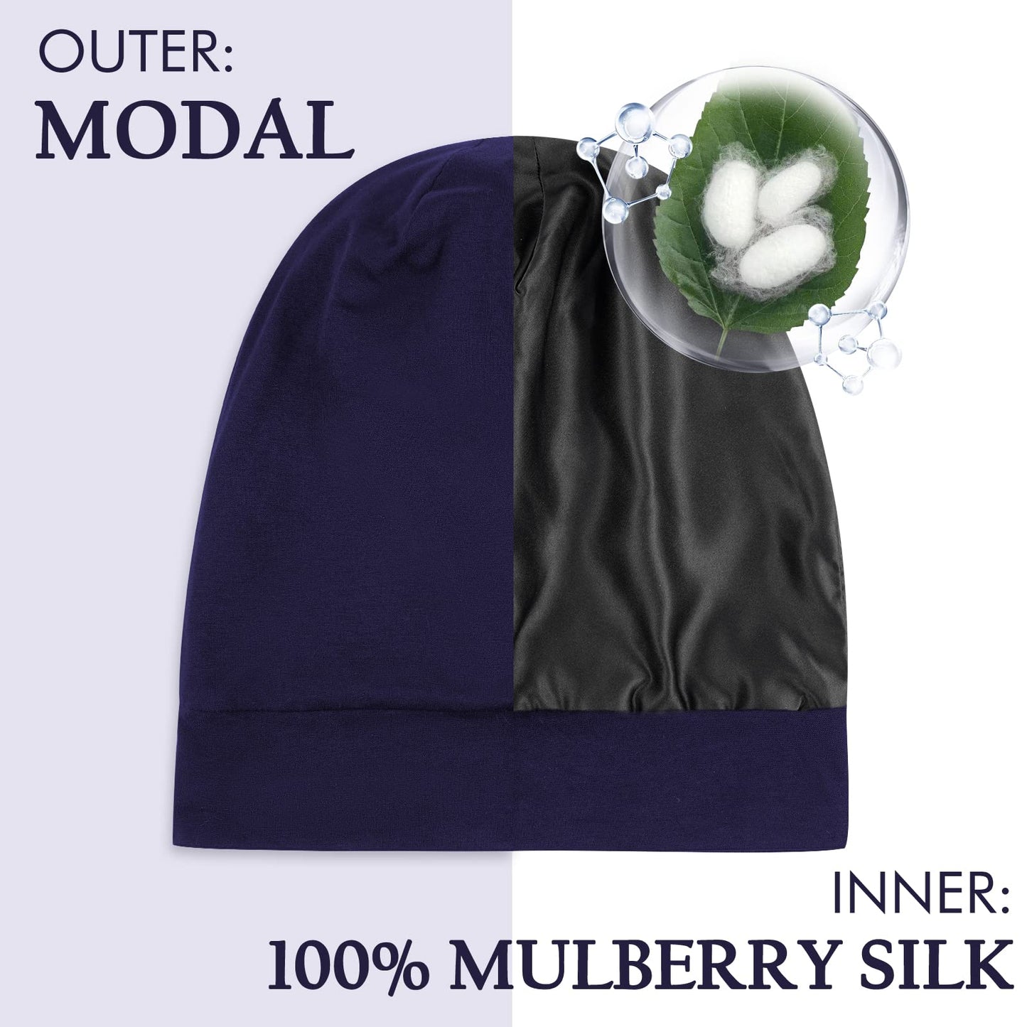OLESILK 100% Mulberry Silk Bonnet for Sleeping Women, Silk Hair Wrap for Sleeping, Silk Sleep Bonnet for Women&Men, Real Silk, Not Satin, Reddish Brown