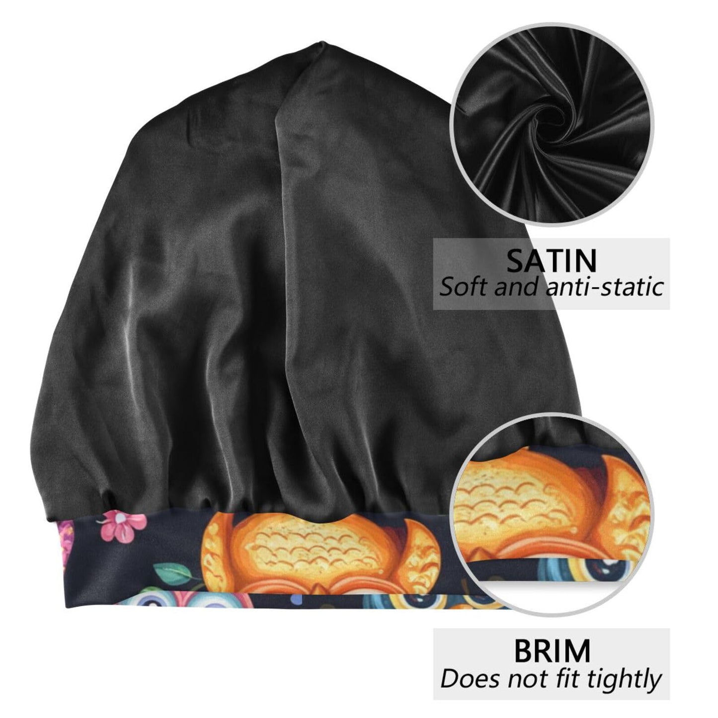 Satin Bonnet Lined Sleep Cap Hair Wrap Cover Slouchy Beanie for Curly Hair Protection for Gifts for Men Women Dark Blue Stars