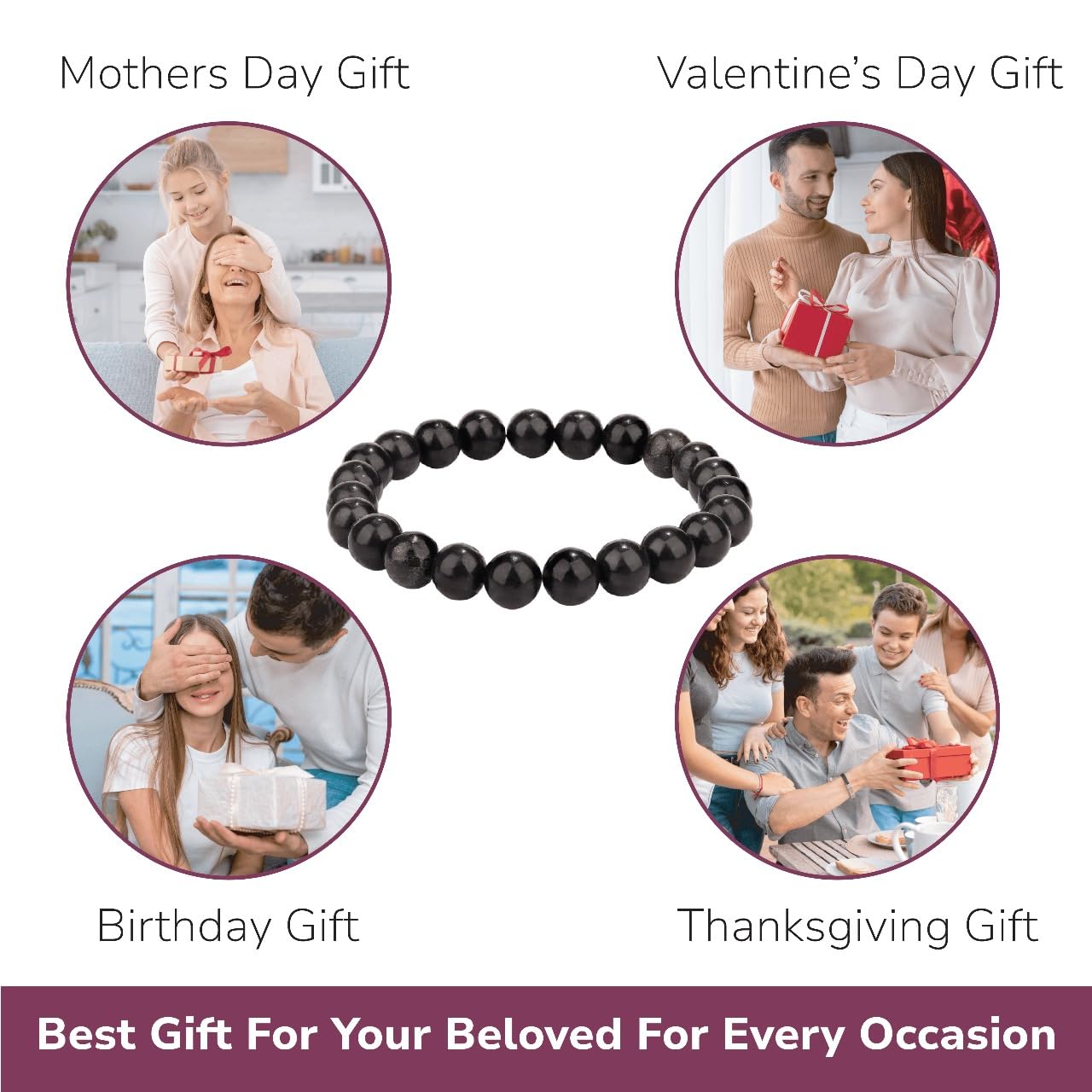 Crystal Vibe Handmade Natural Amethyst Bracelet for Women - Stretchable 8mm Bead Bracelet - Adjustable size Crystal Bracelet for Women