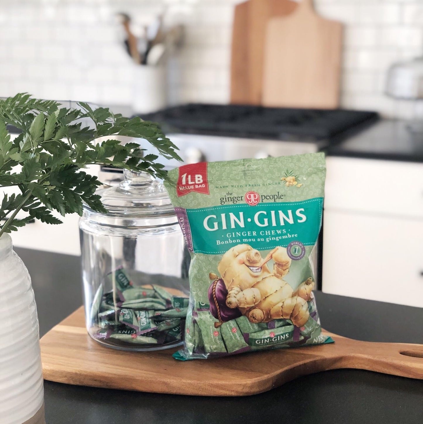 GIN GINS Spicy Apple Ginger Chews – Natural Fresh Ginger Candy by The Ginger People – Individually Wrapped Healthy Candy – Spicy Apple Ginger Flavor – Large 1 lb Bag (16oz) – Pack of 1