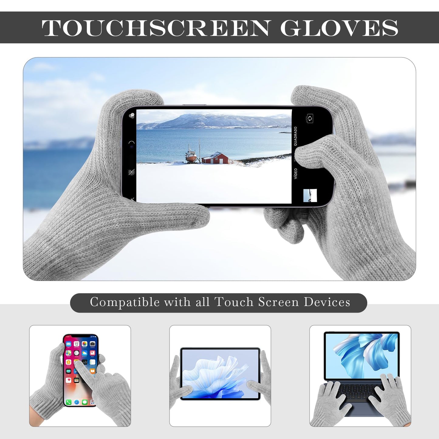 Winter Gloves for Women Upgraded Touch Screen Warm Knit Gloves for Working Driving Running