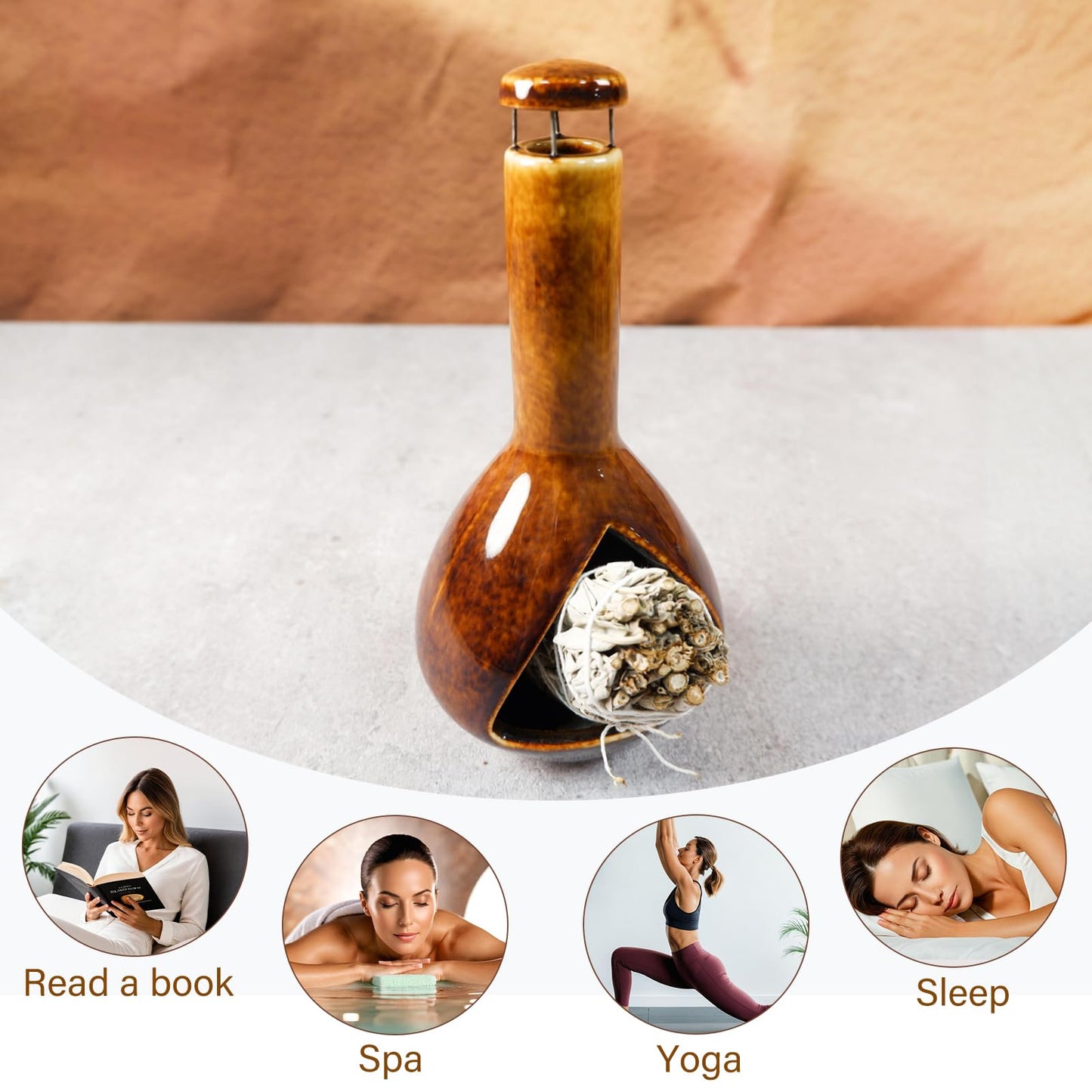 Handmade Ceramic Palo Santo Holder Burner - Mini Chimenea Incense Dish for Palo Santo and Sticks - Sage Holder for Meditation Decor