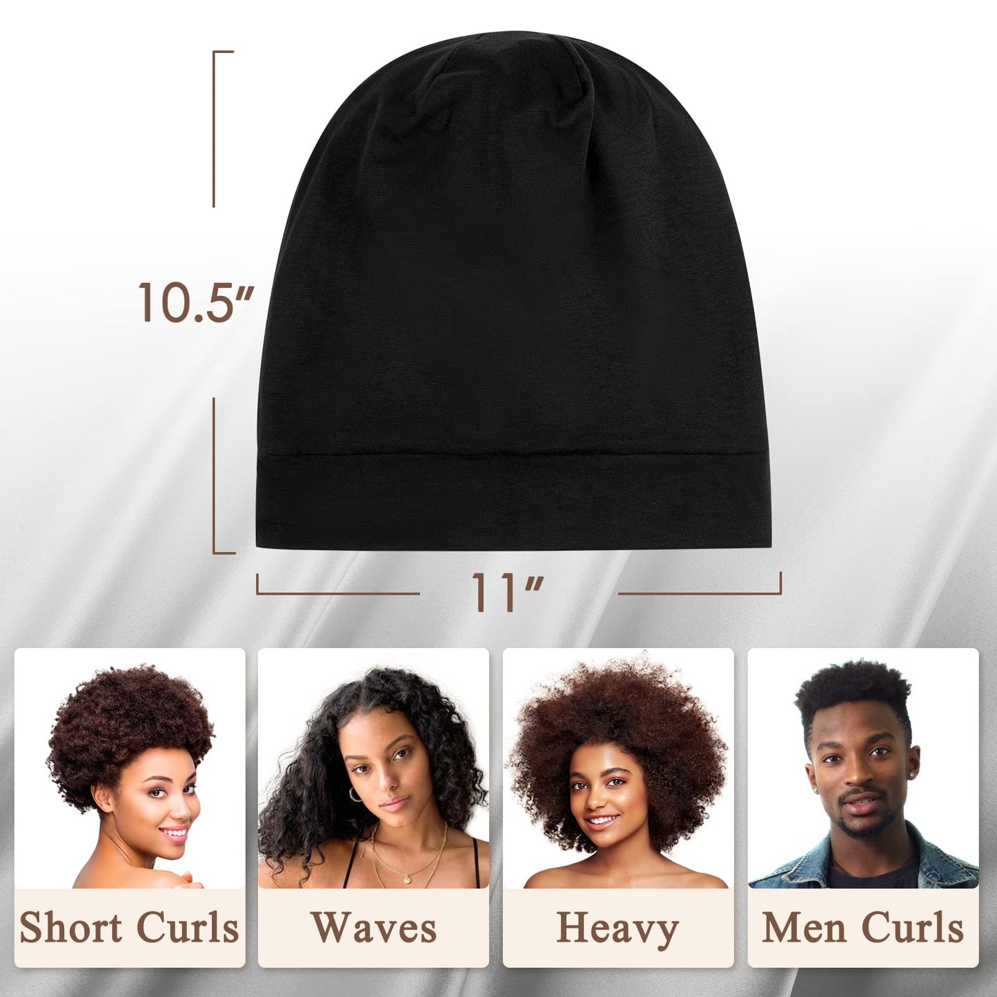 OLESILK 100% Mulberry Silk Bonnet for Sleeping Women, Silk Hair Wrap for Sleeping, Silk Sleep Bonnet for Women&Men, Real Silk, Not Satin, Reddish Brown