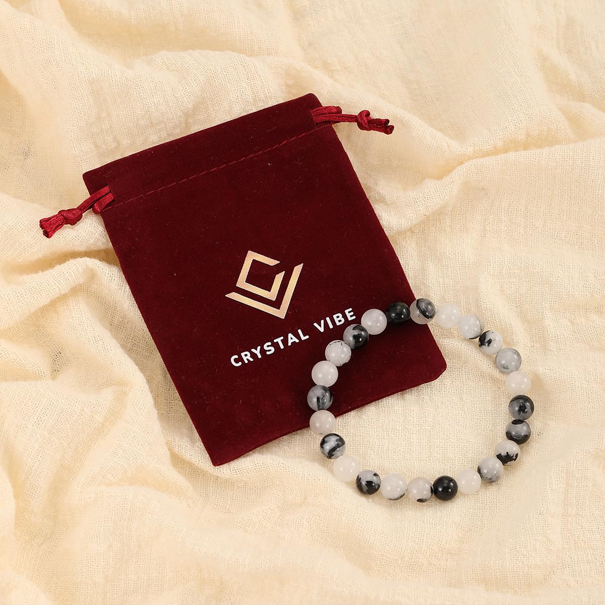 Crystal Vibe Handmade Natural Amethyst Bracelet for Women - Stretchable 8mm Bead Bracelet - Adjustable size Crystal Bracelet for Women