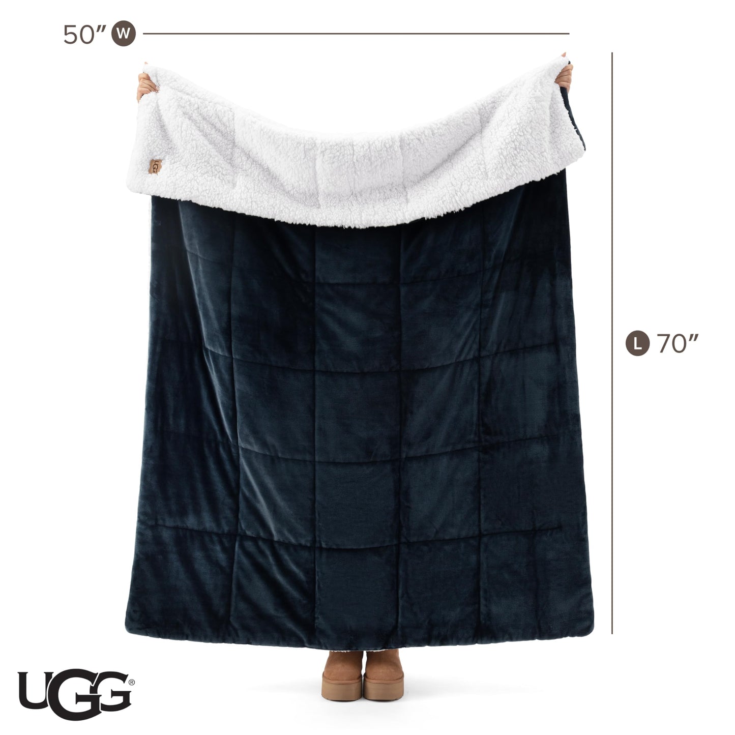 UGG Nita King/California King Blanket Fleece Fluffy Reversible Soft Fuzzy Bedding Cozy Plush Warm Oversized Blanket Machine Washable Bedroom Decor for Big Couch Bed, 110-inch x 90-inch, White Snow