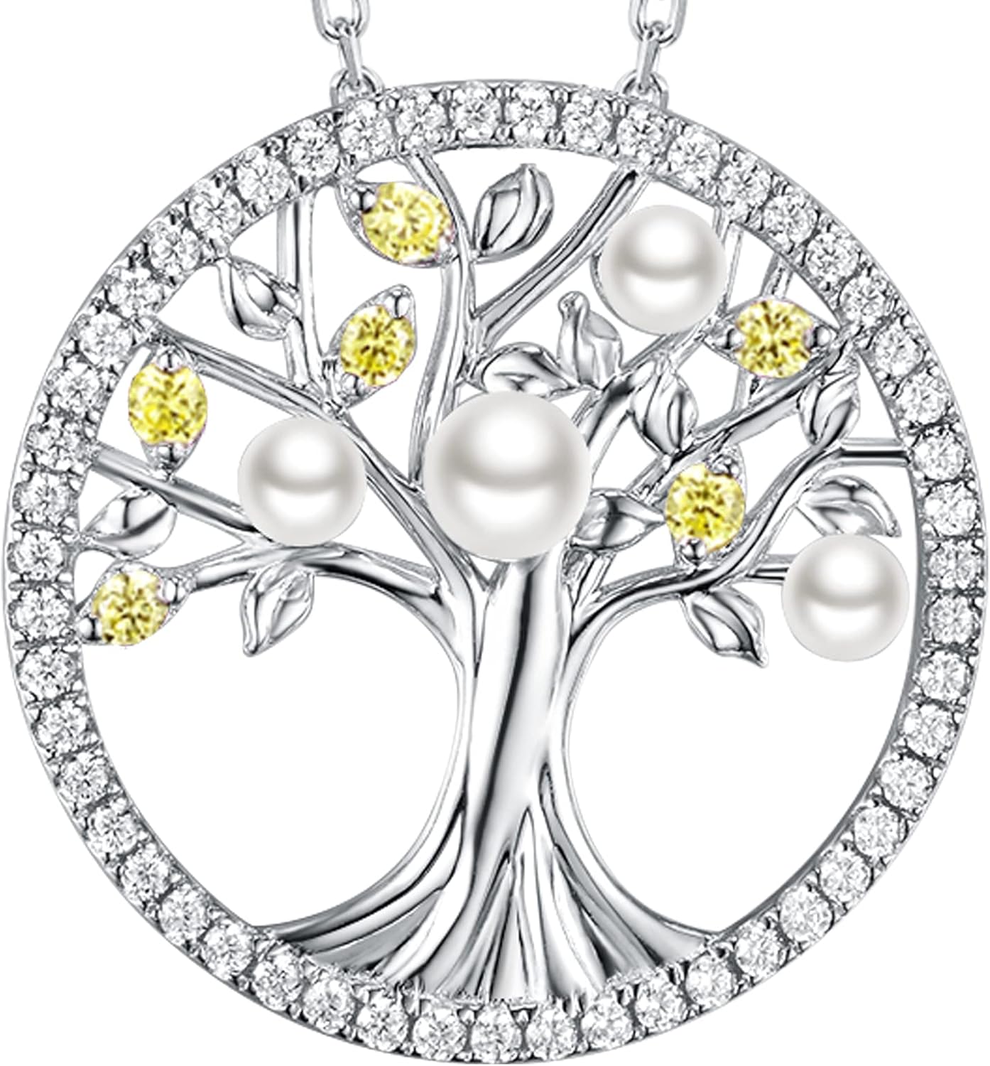 Tree of Life Necklace Birthday Gifts for Wife Mom January February Birthstones Necklace Garnet Amethyst and More Stones Jewelry 925 Sterling Silver