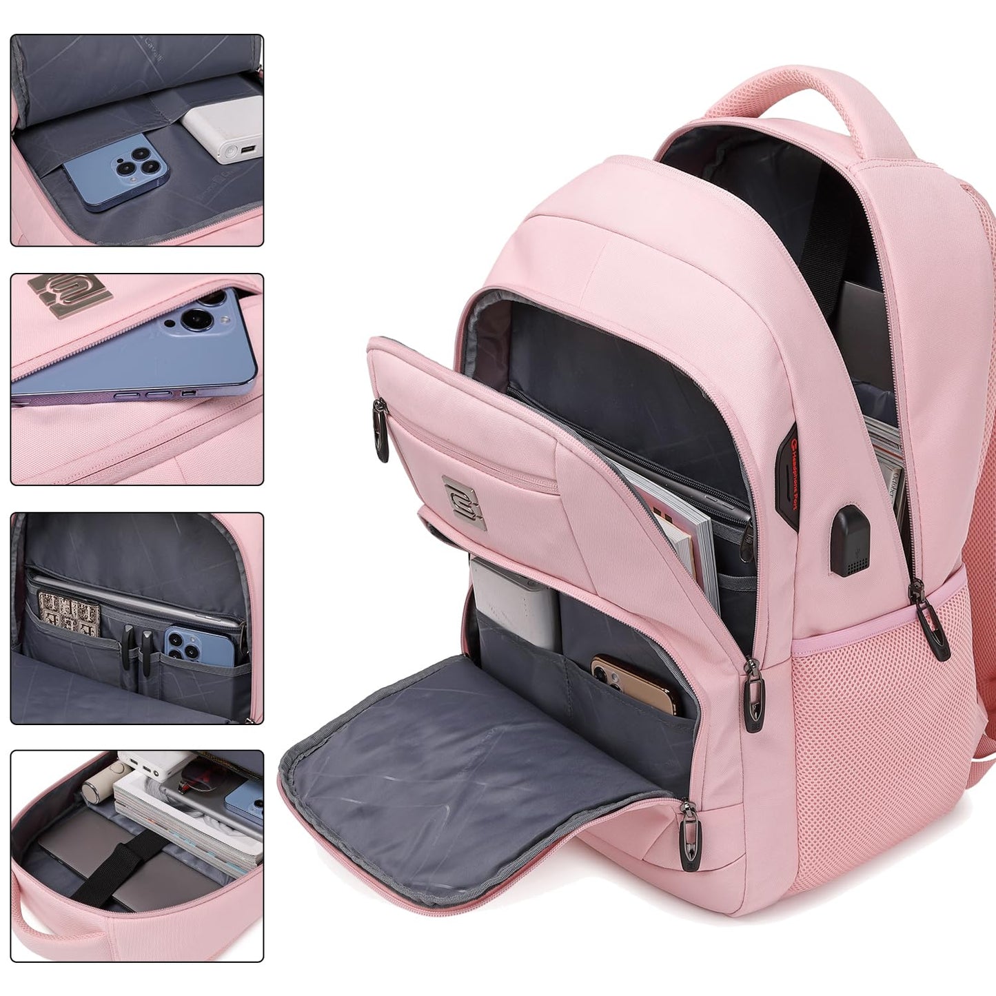 Laptop Backpack,Business Travel Anti Theft Slim Durable Laptops Backpack with USB Charging Port,Water Resistant College Computer Bag for Women & Men Fits 15.6 Inch Laptop and Notebook - Black