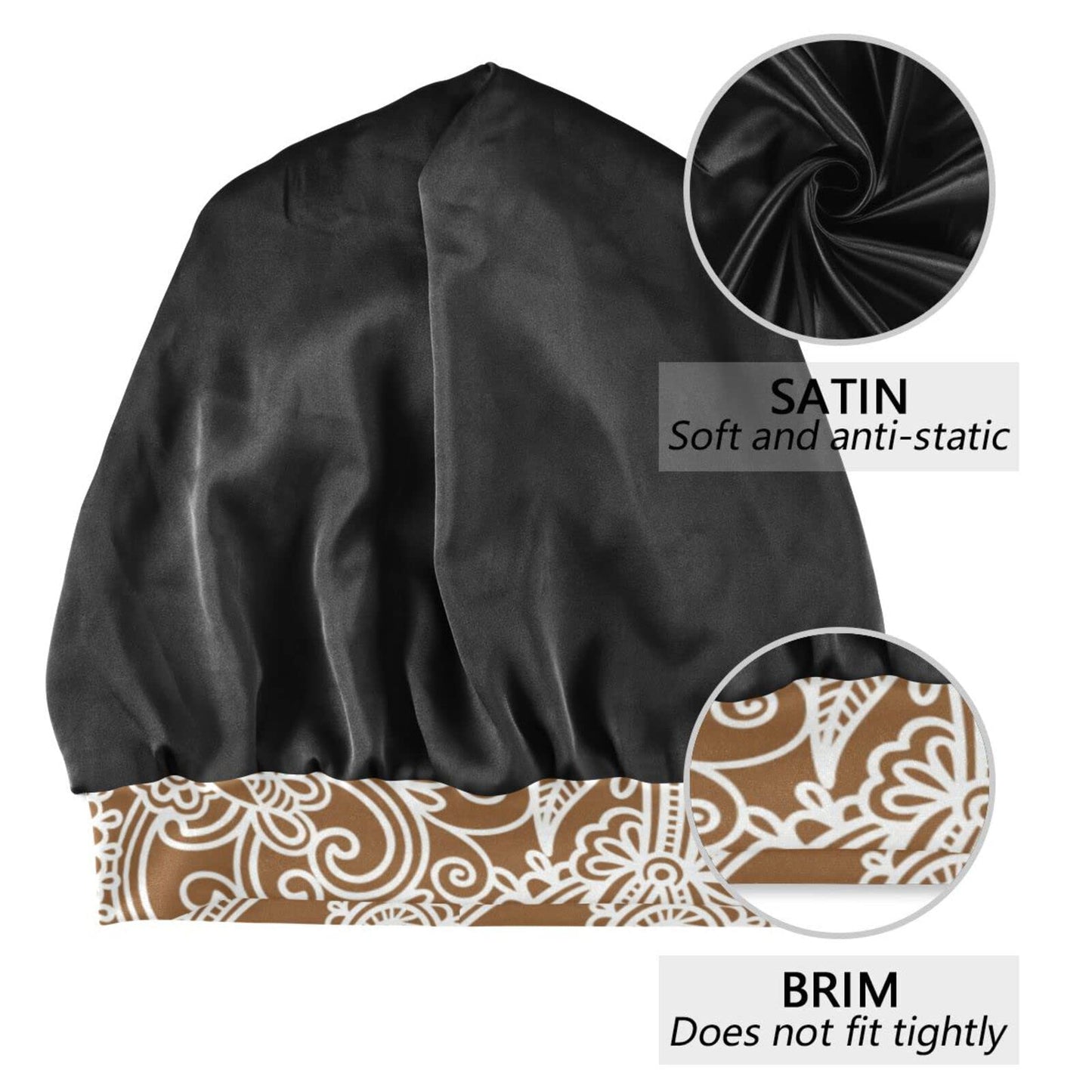 Satin Bonnet Lined Sleep Cap Hair Wrap Cover Slouchy Beanie for Curly Hair Protection for Gifts for Men Women Dark Blue Stars
