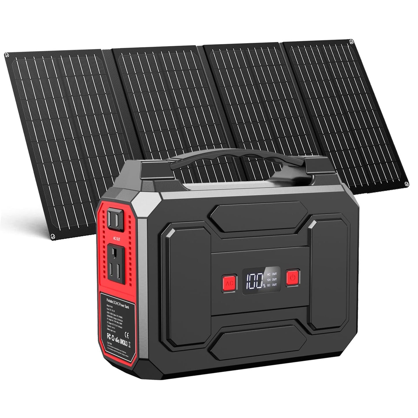 Solar Powered Generator 300W Rated, Portable Solar Generator Power Station with Solar Panels 40W Included, 220Wh Sola Power Bank with AC Outlet 110V Pure Sine Wave for Home Use Camping Outdoor