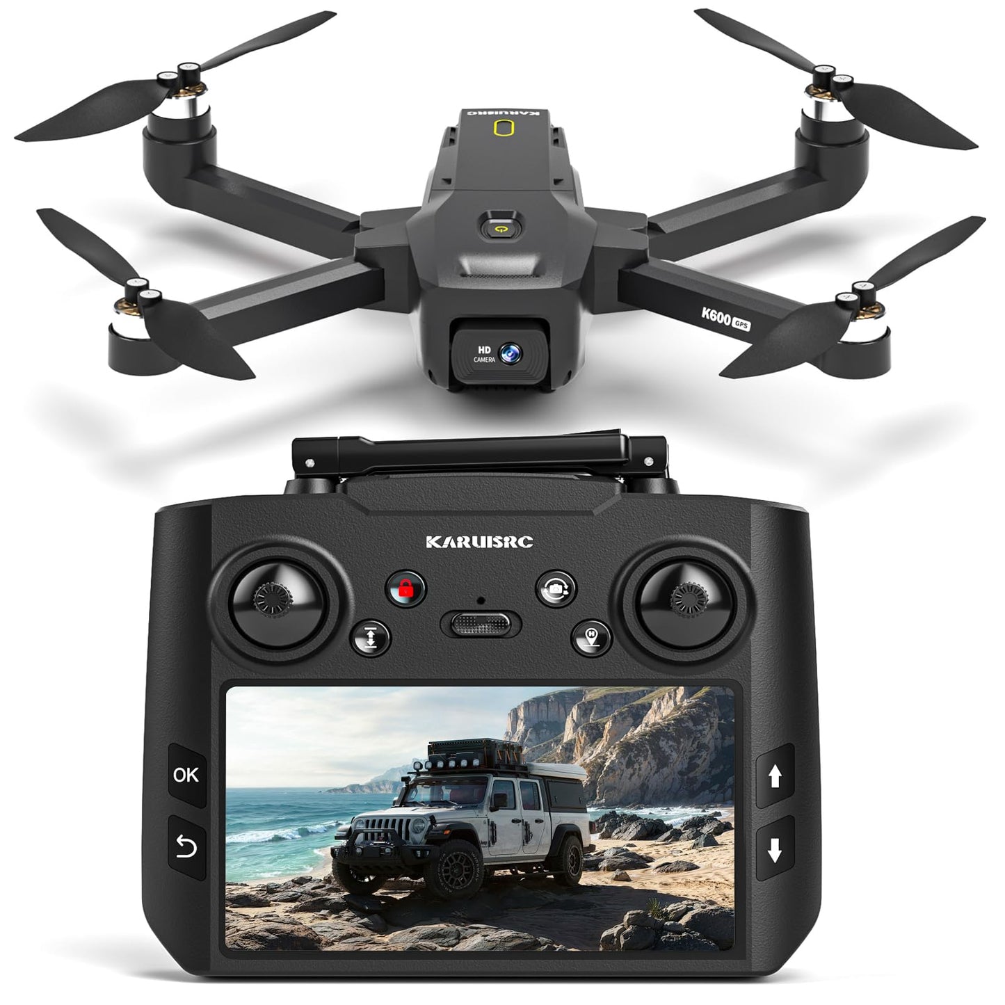GPS Drone with EIS 4K Camera, 4.5" FPV Screen, 5GHz Transmission Foldable Drone with Brushless Motor, Auto Return Follow Me & 32G SD Card, Gesture Control, Al Track&Orbit Mode for Adults/Kids/Beginners