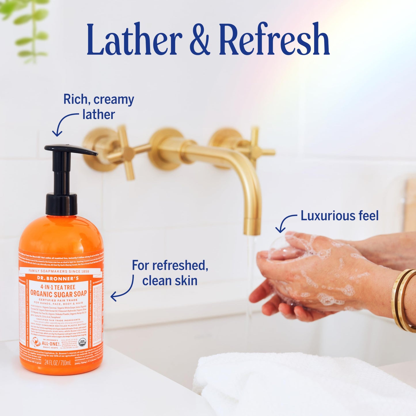 Dr. Bronner's - Organic Sugar Soap (Lemongrass, 24 Ounce) - Made with Organic Oils, Sugar and Shikakai Powder, 4-in-1 Uses: Hands, Body, Face and Hair, Cleanses, Moisturizes and Nourishes, Vegan