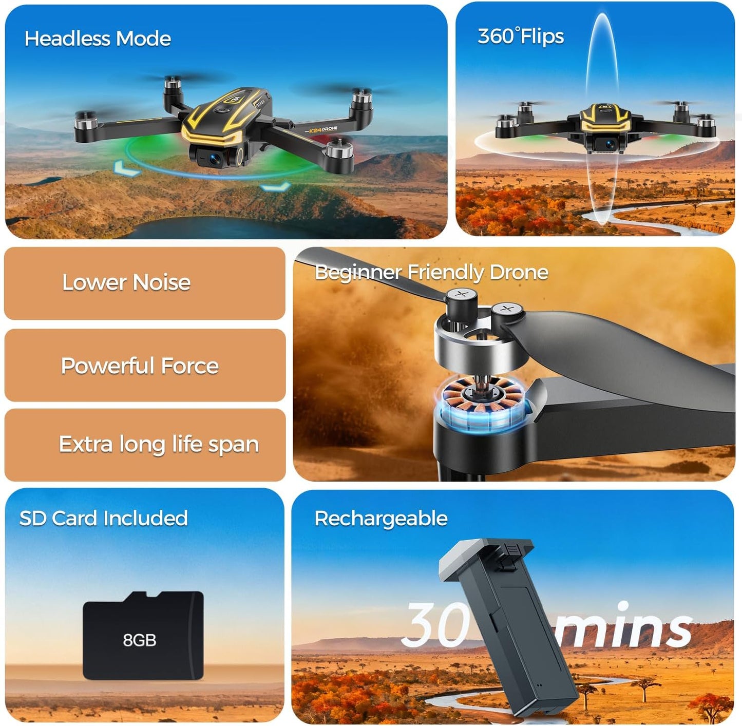 FPV Drone with Camera 4K for Adults,Big Screen on Remote Controller,2 pcs Batteries and Carrying Case,Gift Toys for Men Boys,Easy Fly Quadcopter for Beginners & Kids with Optical Flow Positioning