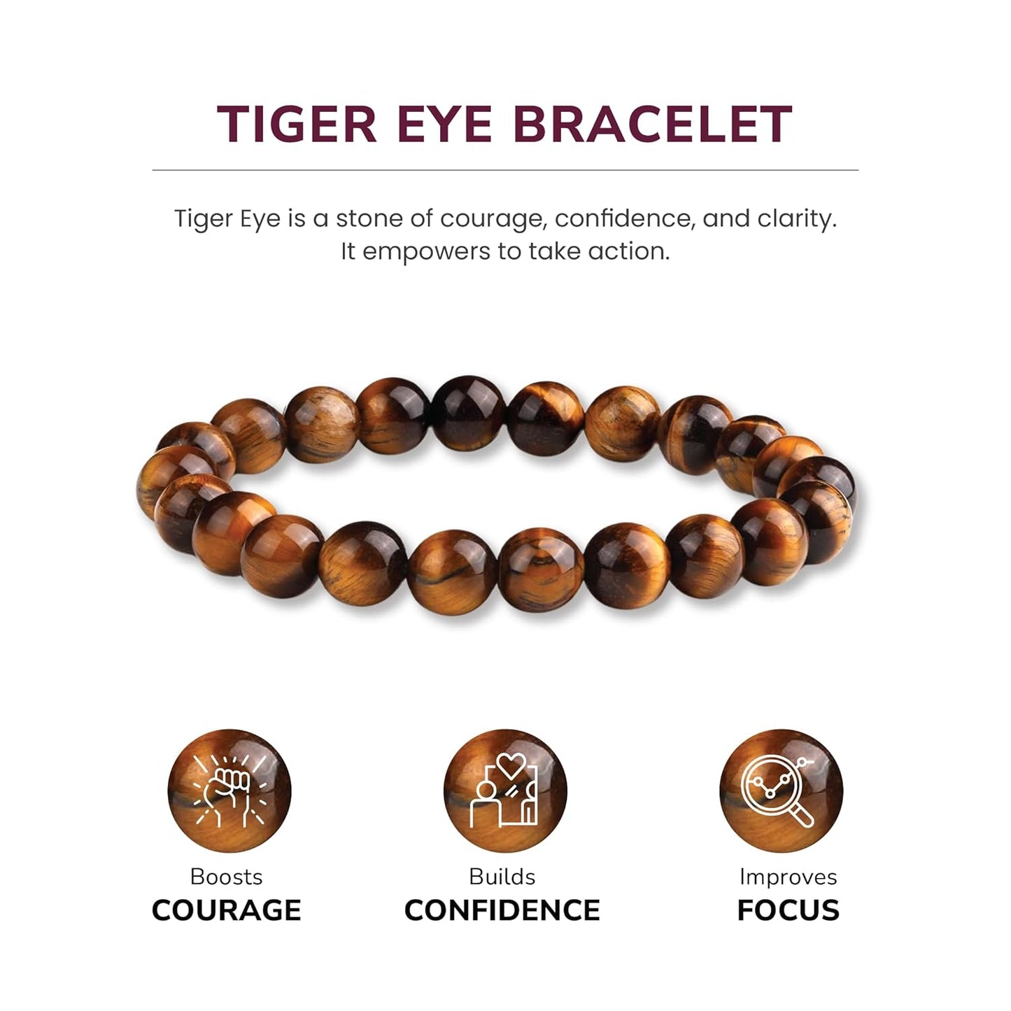 Crystal Vibe Handmade Natural Amethyst Bracelet for Women - Stretchable 8mm Bead Bracelet - Adjustable size Crystal Bracelet for Women