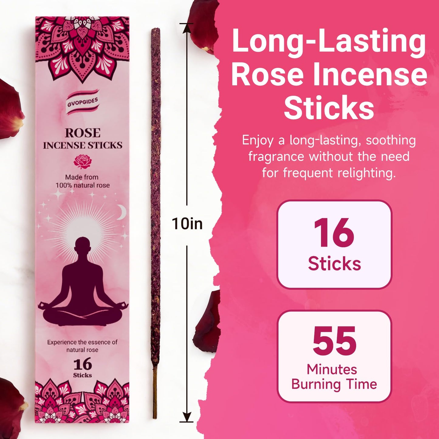 Lavender Incense Sticks Natural - 16 Sticks Handcrafted Lavender Sticks for Relaxation, Meditation, Yoga, Spiritual Purification & Home Ambiance | inciensos aromaticos para la casa