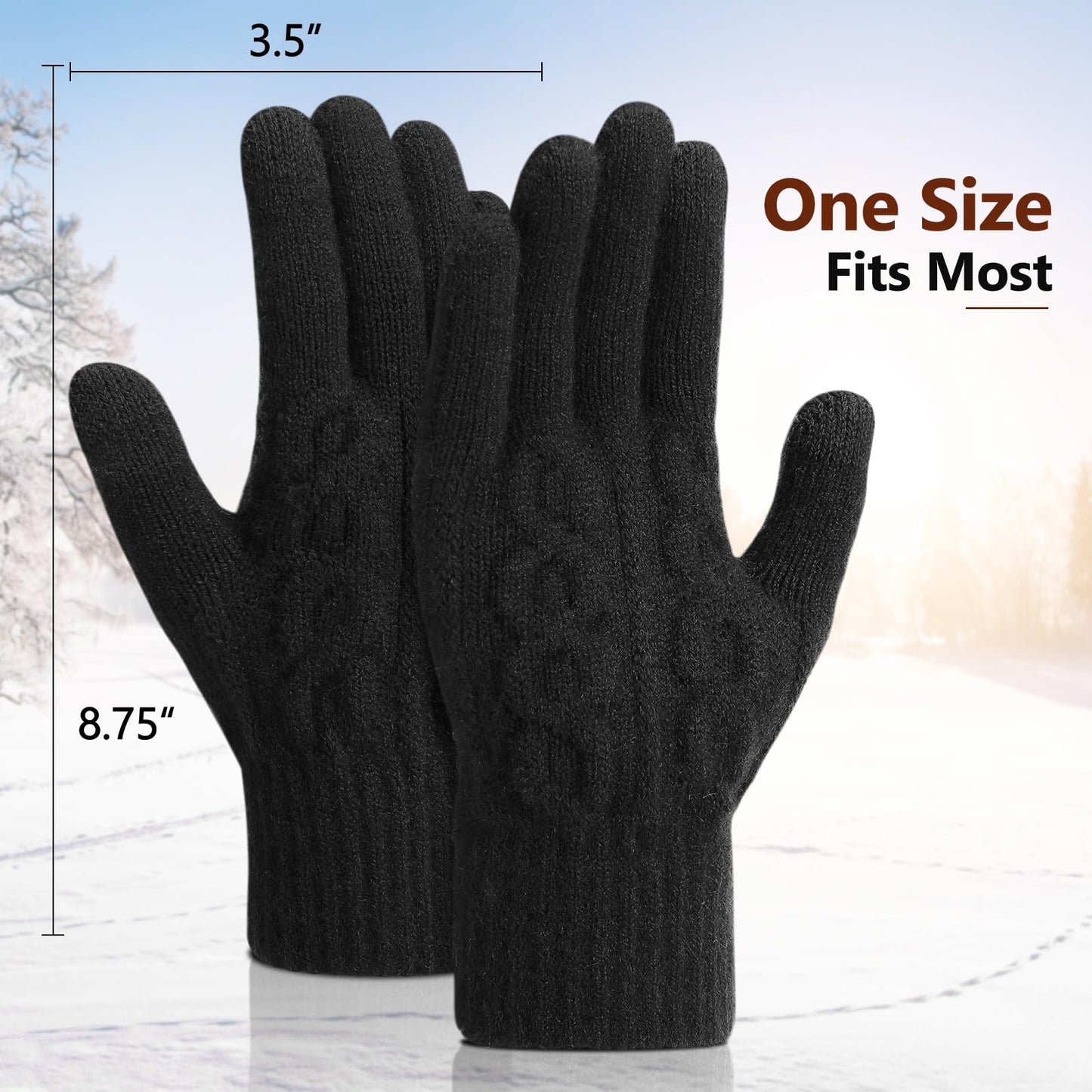 Pleneal 4 Pairs Winter Gloves for Women, Touchscreen Glove Womens Warm Lining Glove, Knitted Gloves for Cold Weather