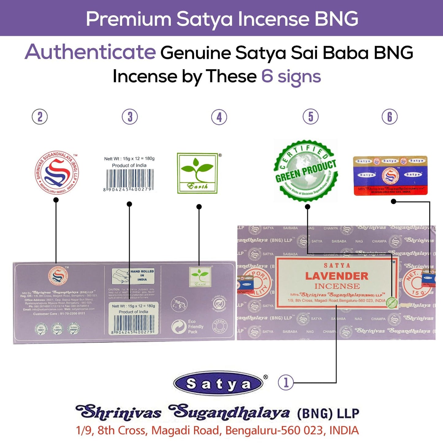 Satya Divine Blessings Incense Sticks, Satya Bng (Bangalore) Insenses 15gmx12 Pack with Raajsee Incense Holder Bundle, Satya Nagchampa Natural Incense