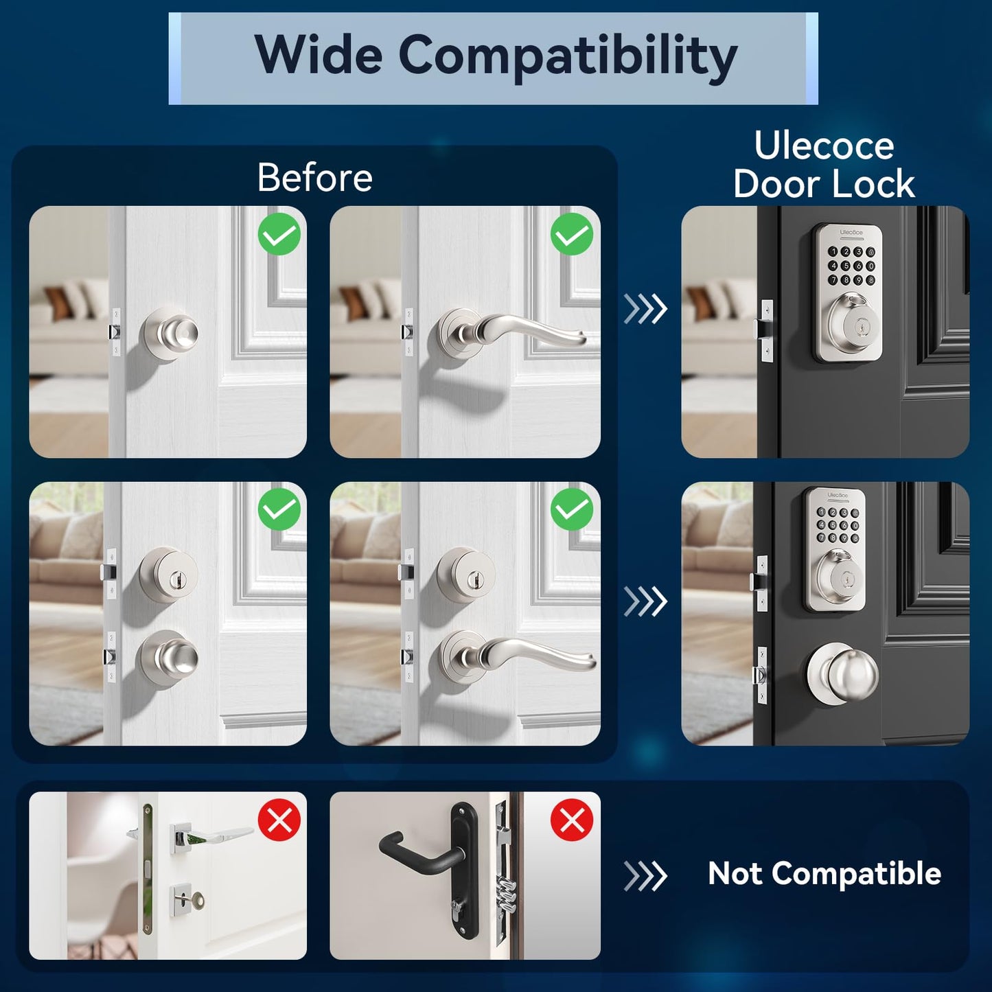 Fingerprint Keypad Deadbolt with Handle Set, Keyless Entry Door Lock, Door Locks for Front Door Lock Set, App Control, Auto Locking, Easy to Install, Matte Black