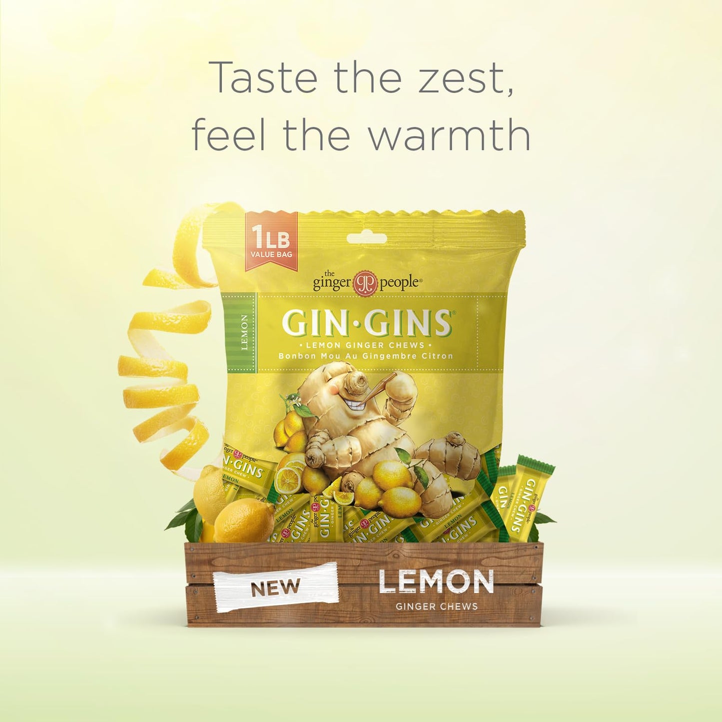 GIN GINS Spicy Apple Ginger Chews – Natural Fresh Ginger Candy by The Ginger People – Individually Wrapped Healthy Candy – Spicy Apple Ginger Flavor – Large 1 lb Bag (16oz) – Pack of 1