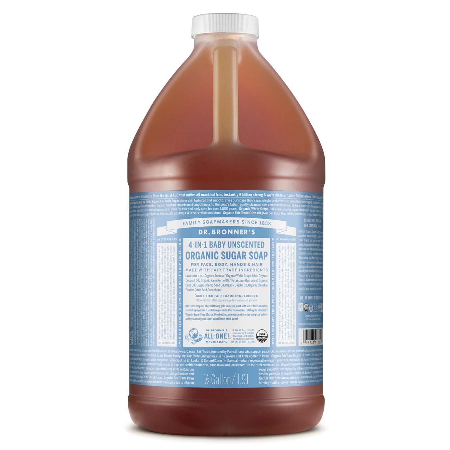 Dr. Bronner's - Organic Sugar Soap (Lemongrass, 24 Ounce) - Made with Organic Oils, Sugar and Shikakai Powder, 4-in-1 Uses: Hands, Body, Face and Hair, Cleanses, Moisturizes and Nourishes, Vegan