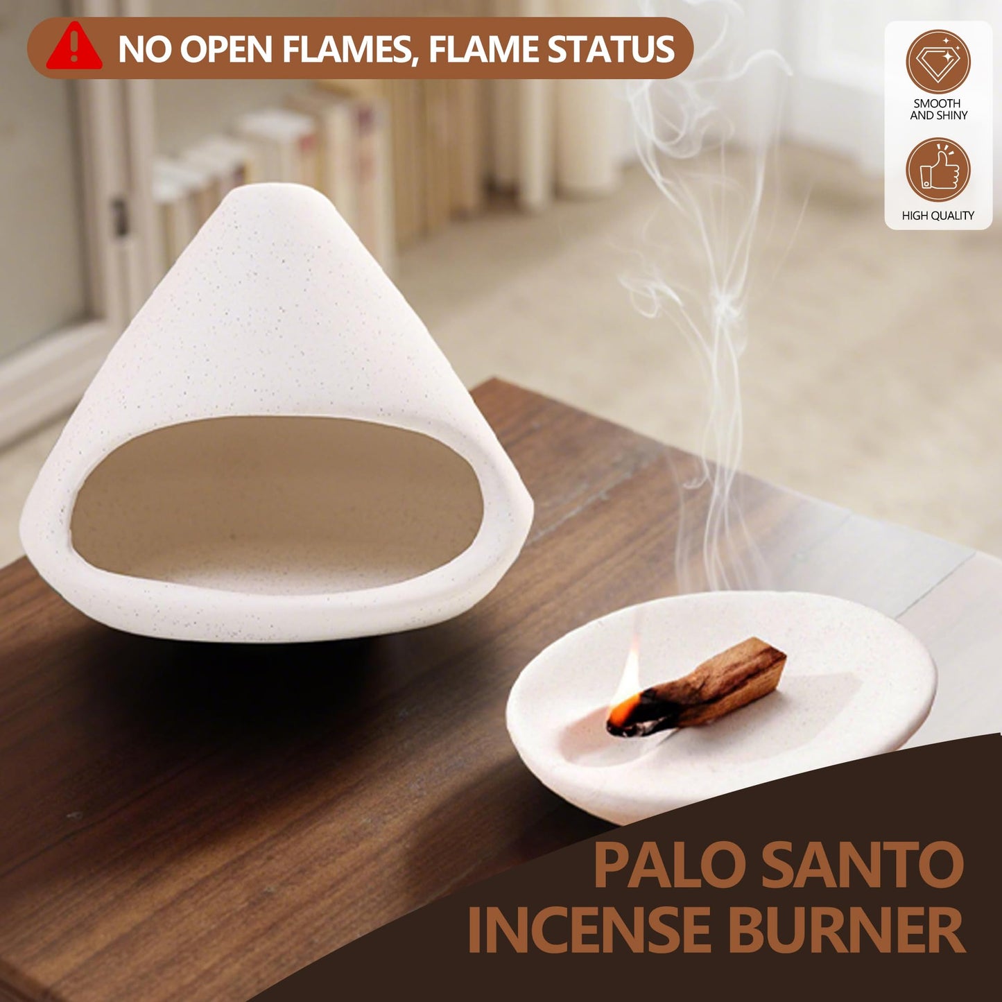 Set of 2 Ceramic Incense Burner Palo Santo Holder for Burning Sage Sticks Burning Bowl for Women Meditation Spiritual Decor(Brownness)