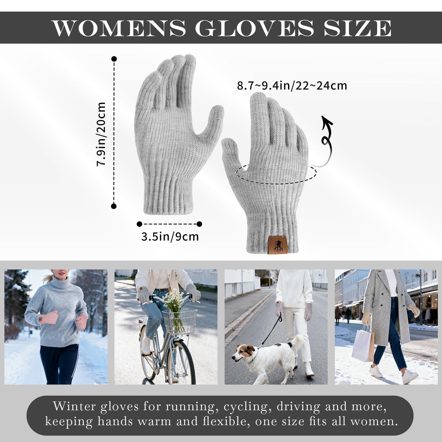 Winter Gloves for Women Upgraded Touch Screen Warm Knit Gloves for Working Driving Running