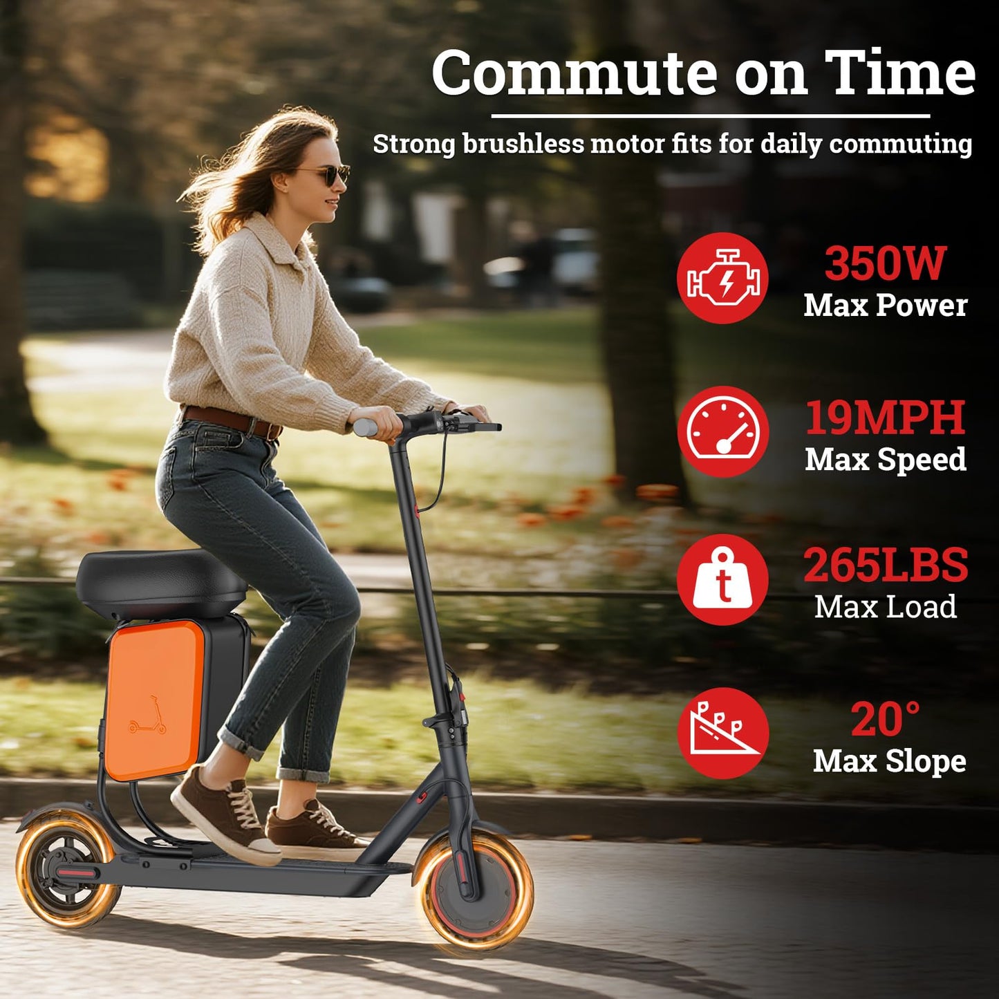 Electric Scooter for Adults, 350W/500W Motor, 16-22 Miles Range, 8.5"/10" Solid Tires, Dual Braking & Suspension, Folding Portable Commuting E-Scooter with App