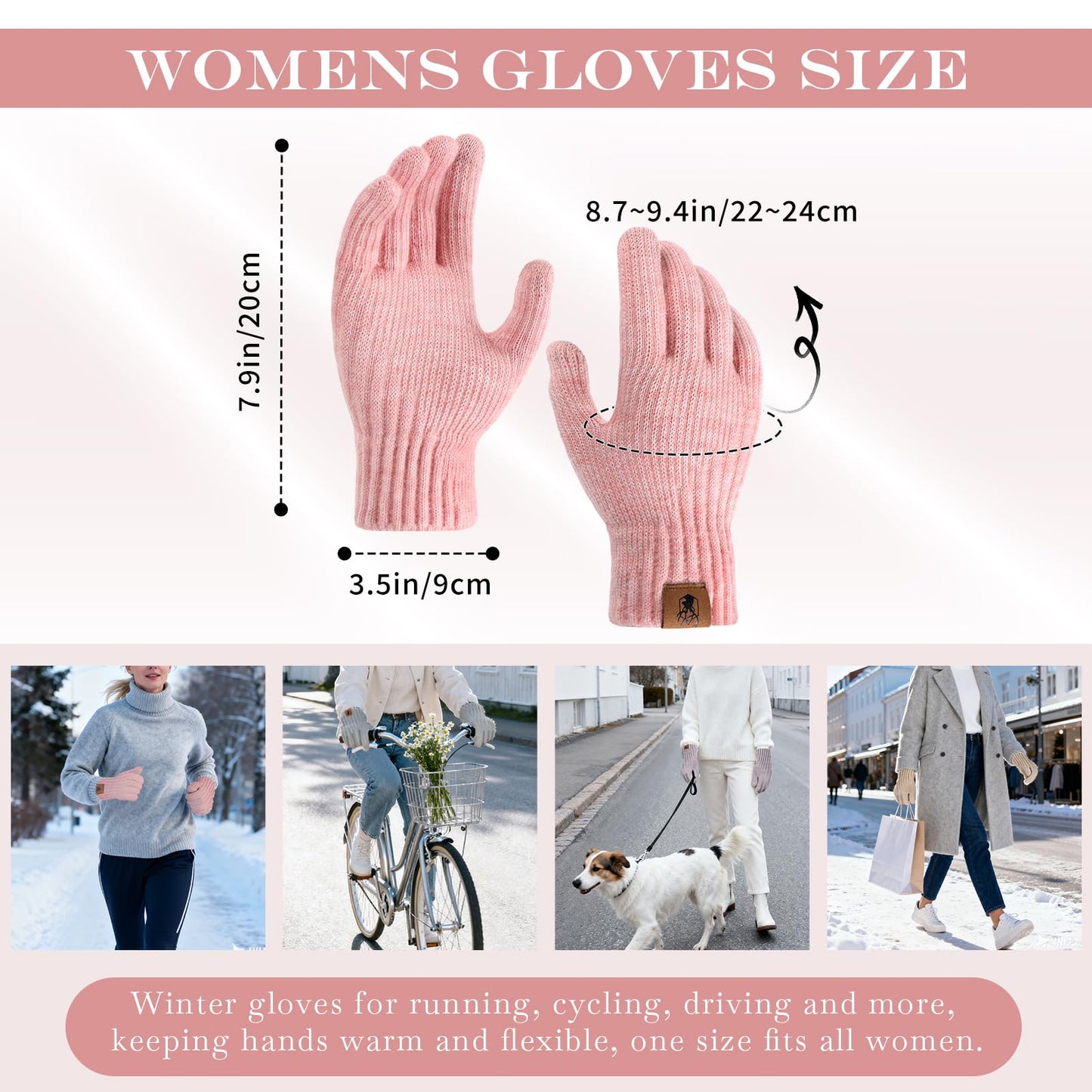 Winter Gloves for Women Upgraded Touch Screen Warm Knit Gloves for Working Driving Running